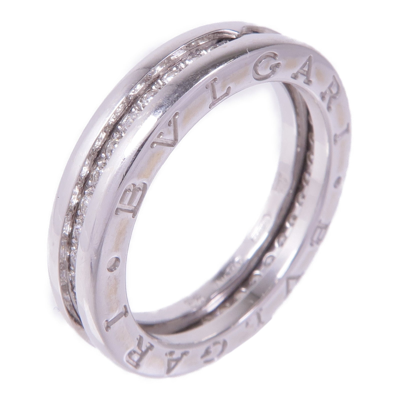 BVLGARI 18K白金B-zero1 Diamond鑽石戒指US#7.5/BVLGARI#56