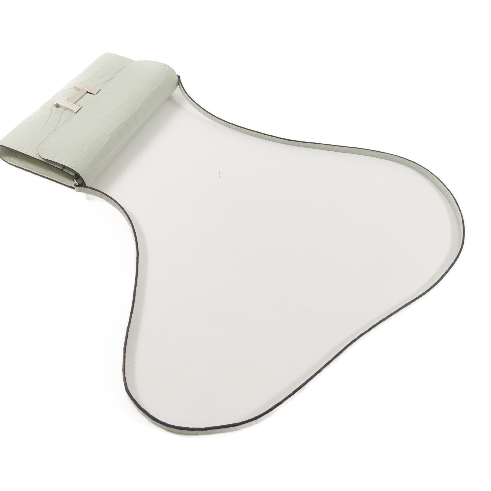 HERMES Alligator皮革Constance To Go銀扣肩背袋Gris Neve
