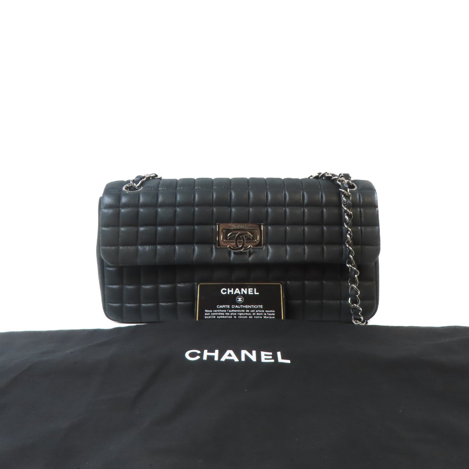 CHANEL 【激減優惠】皮革Chain Shoulder Bag銀扣鏈帶肩背袋黑色