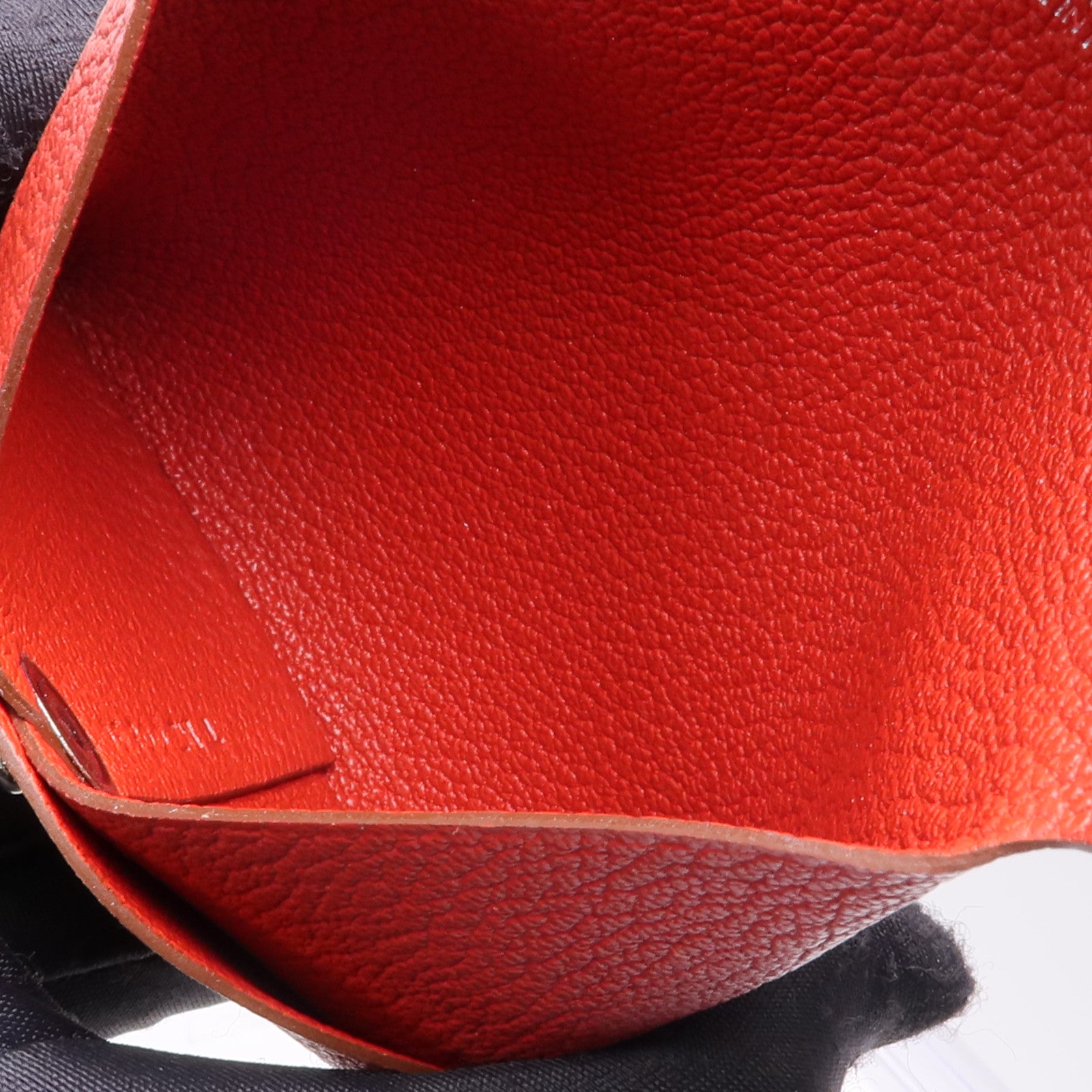 HERMES Chevre皮革Bastia零錢包Rose Texas