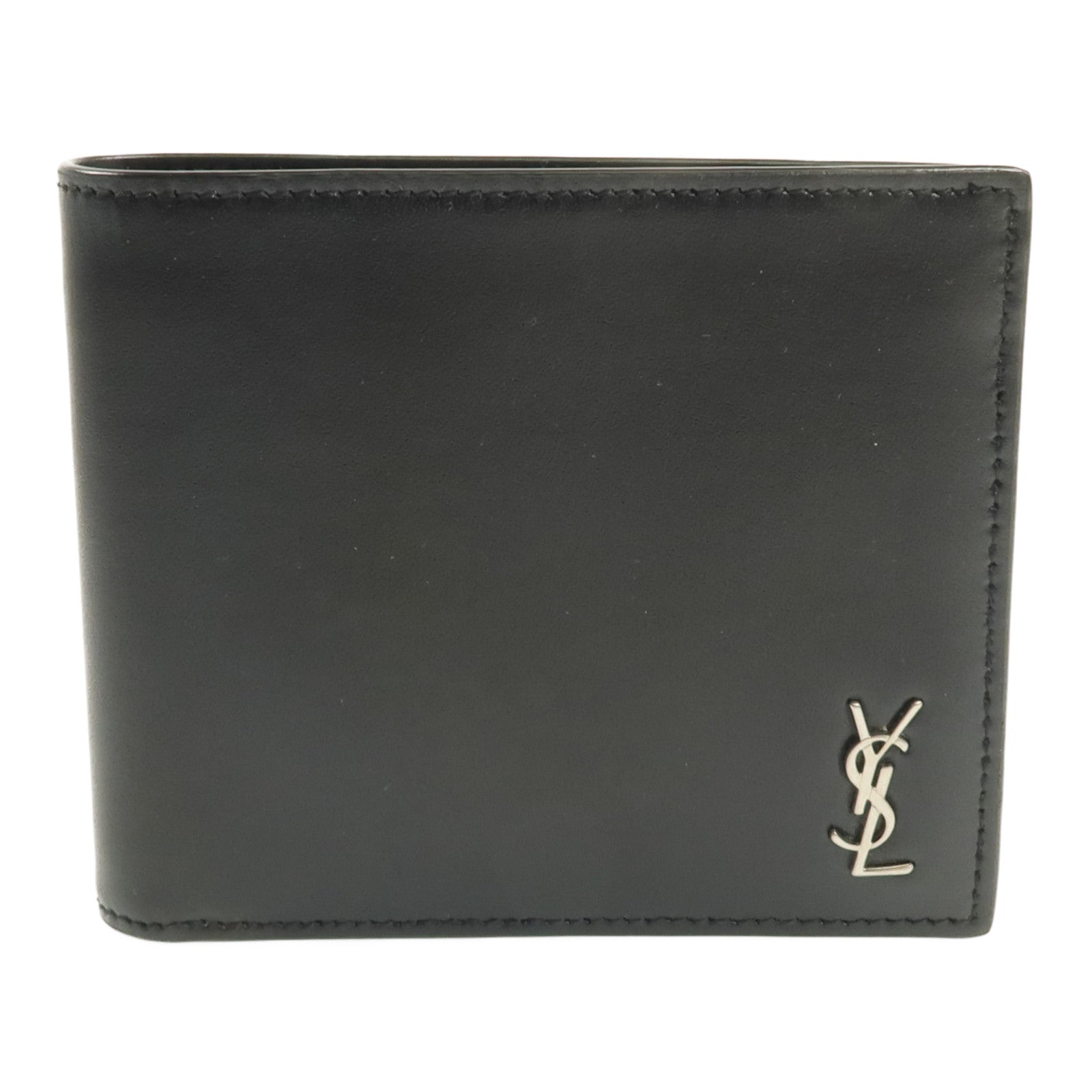 YVES SAINT LAURENT 牛皮皮革Wallet銀扣錢包