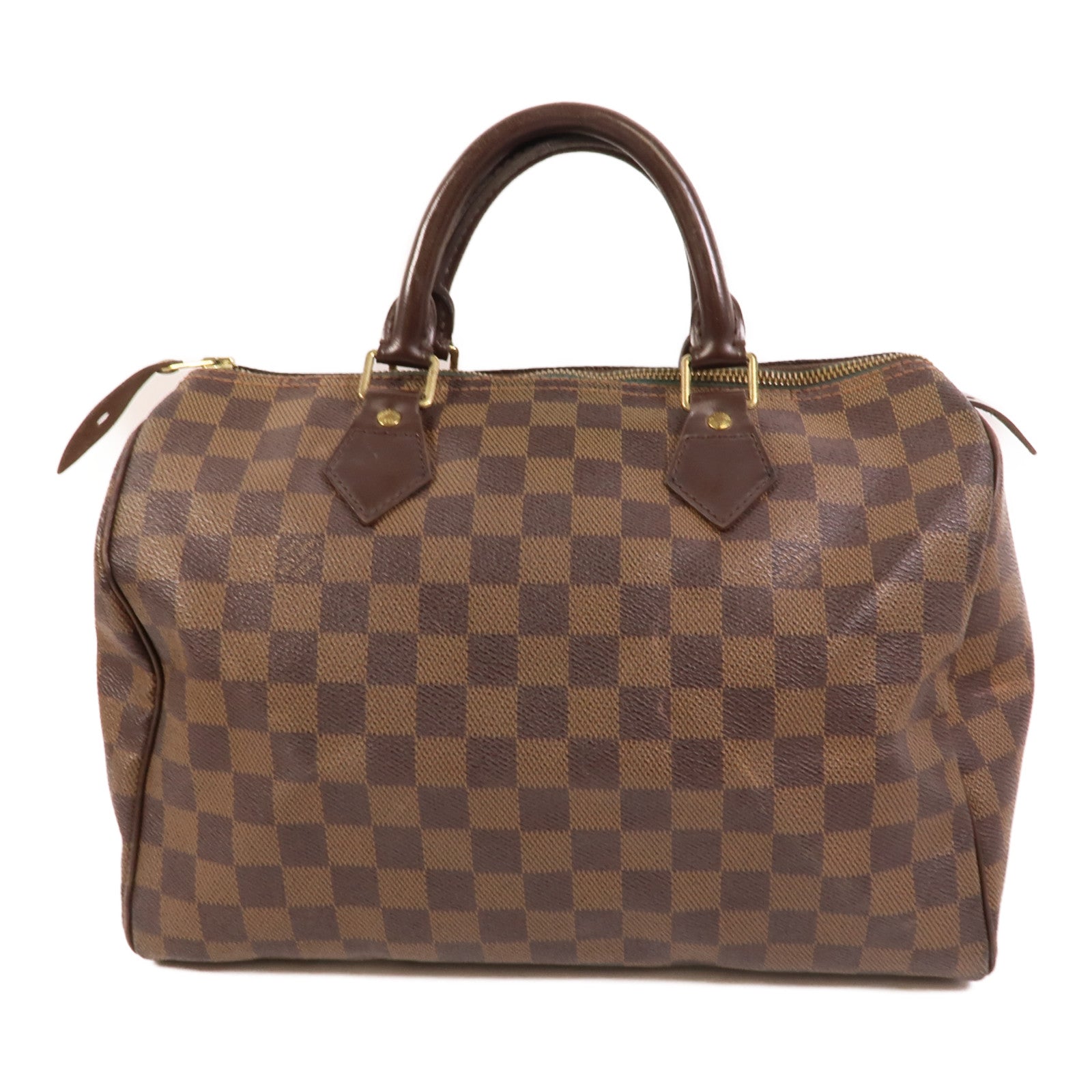 LOUIS VUITTON Damier Speedy 30金扣手挽袋