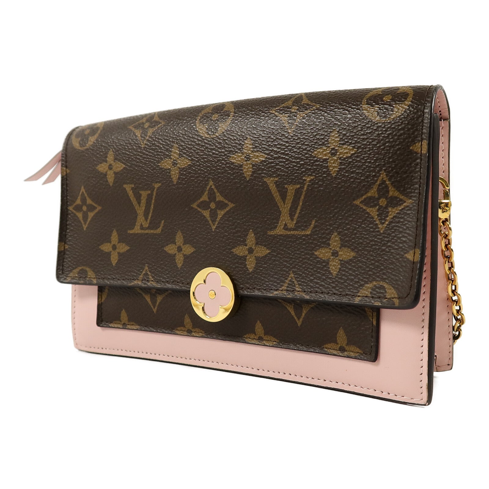 LOUIS VUITTON Monogram Flore Chain Wallet鏈帶肩背袋