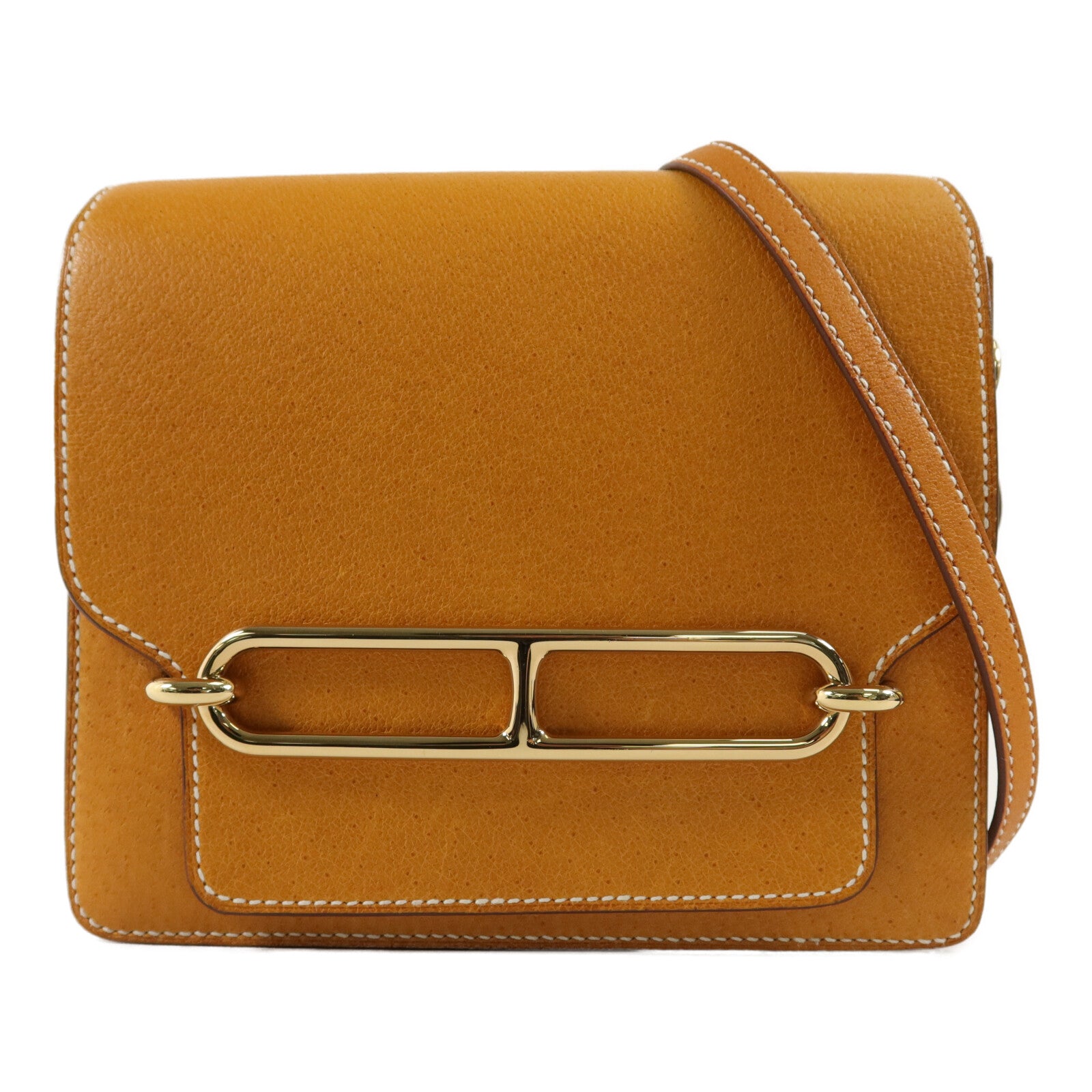 HERMES Peau De Porc皮革Roulis Mini肩背袋Toffee