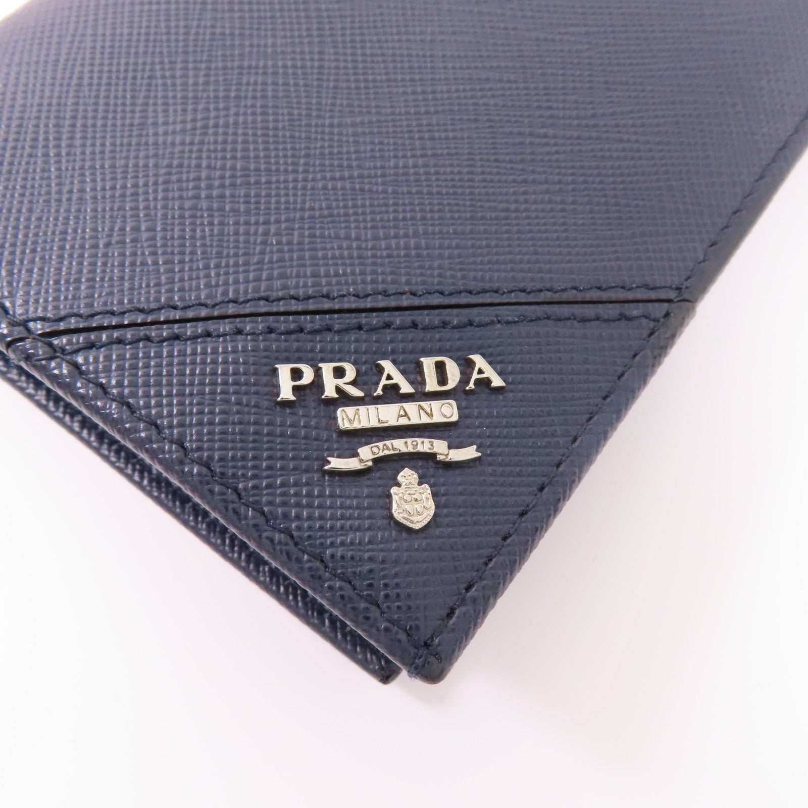 PRADA SHW Long Bifold Wallet 2MU836 Saffiano Leather Navy Blue