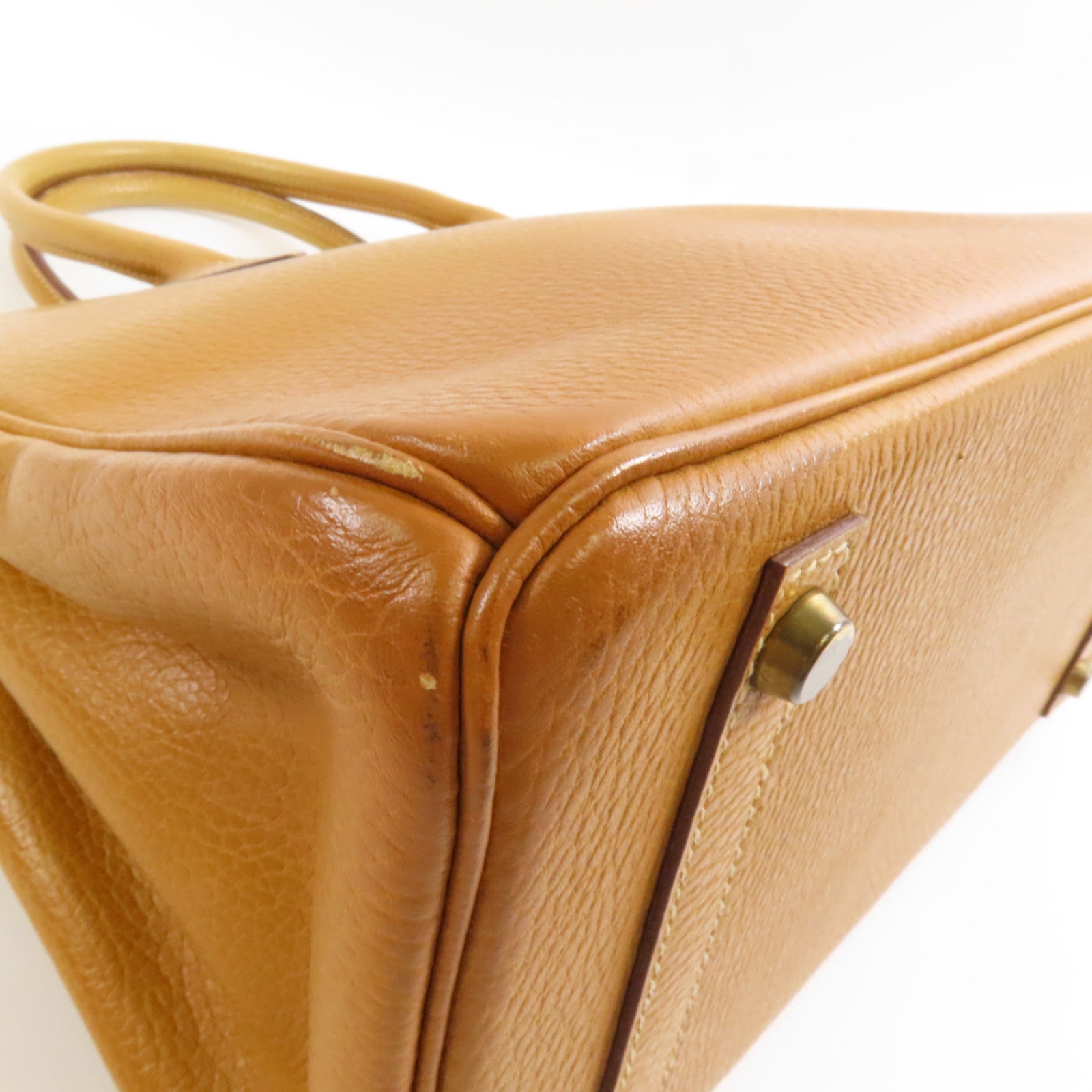 HERMES Ardennes皮革Birkin 30金扣手挽袋Natural
