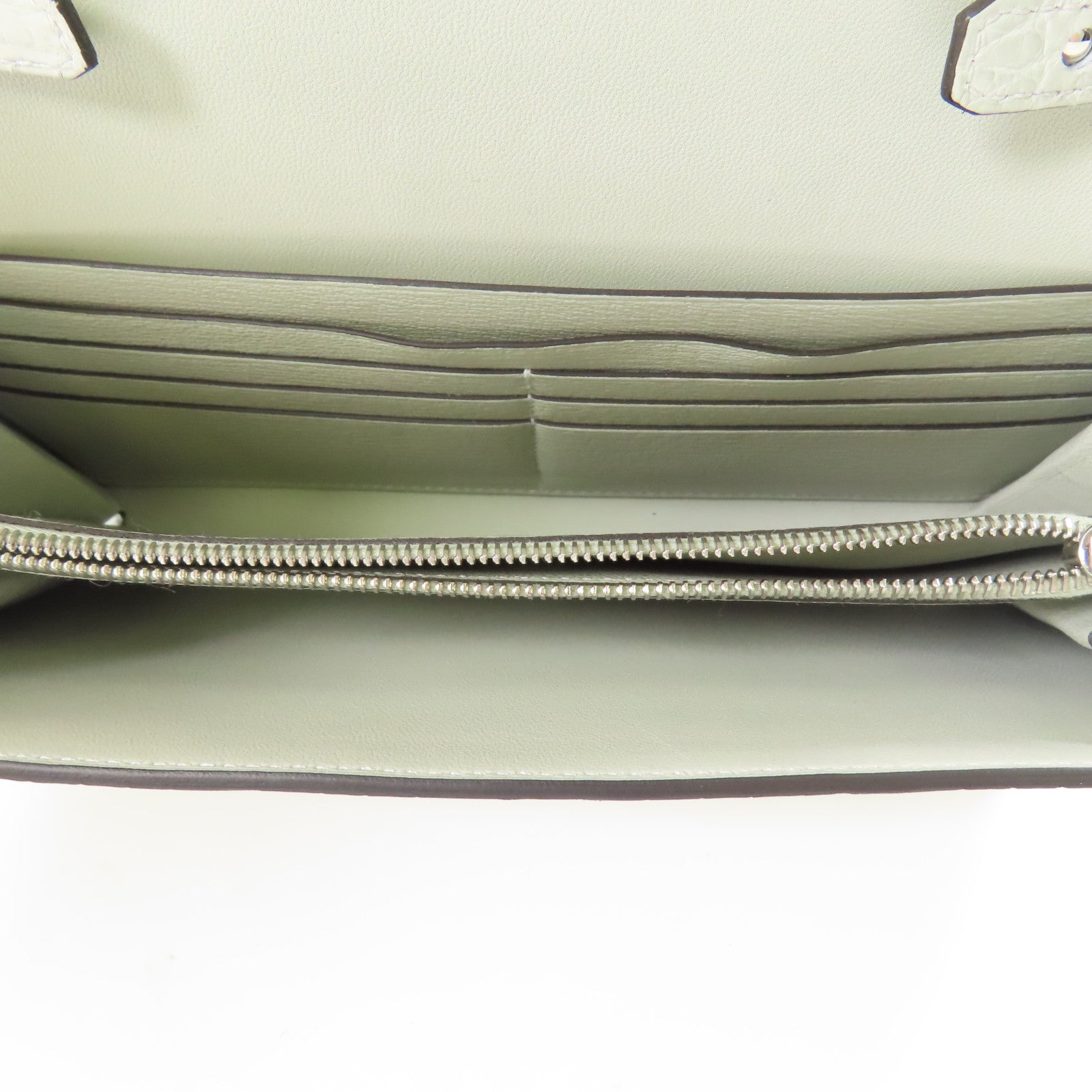 HERMES Alligator皮革Constance To Go銀扣肩背袋Gris Neve