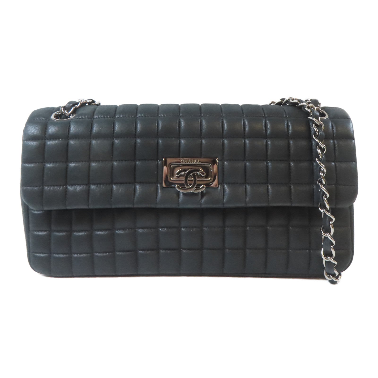 CHANEL 【激減優惠】皮革Chain Shoulder Bag銀扣鏈帶肩背袋黑色