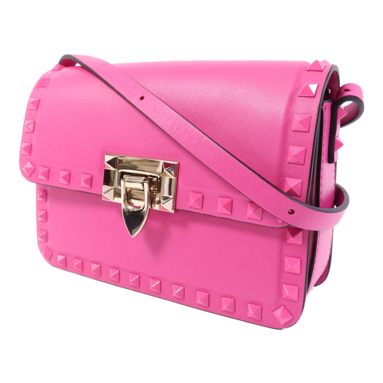 Valentino 牛皮皮革Rockstud 23金扣肩背袋
