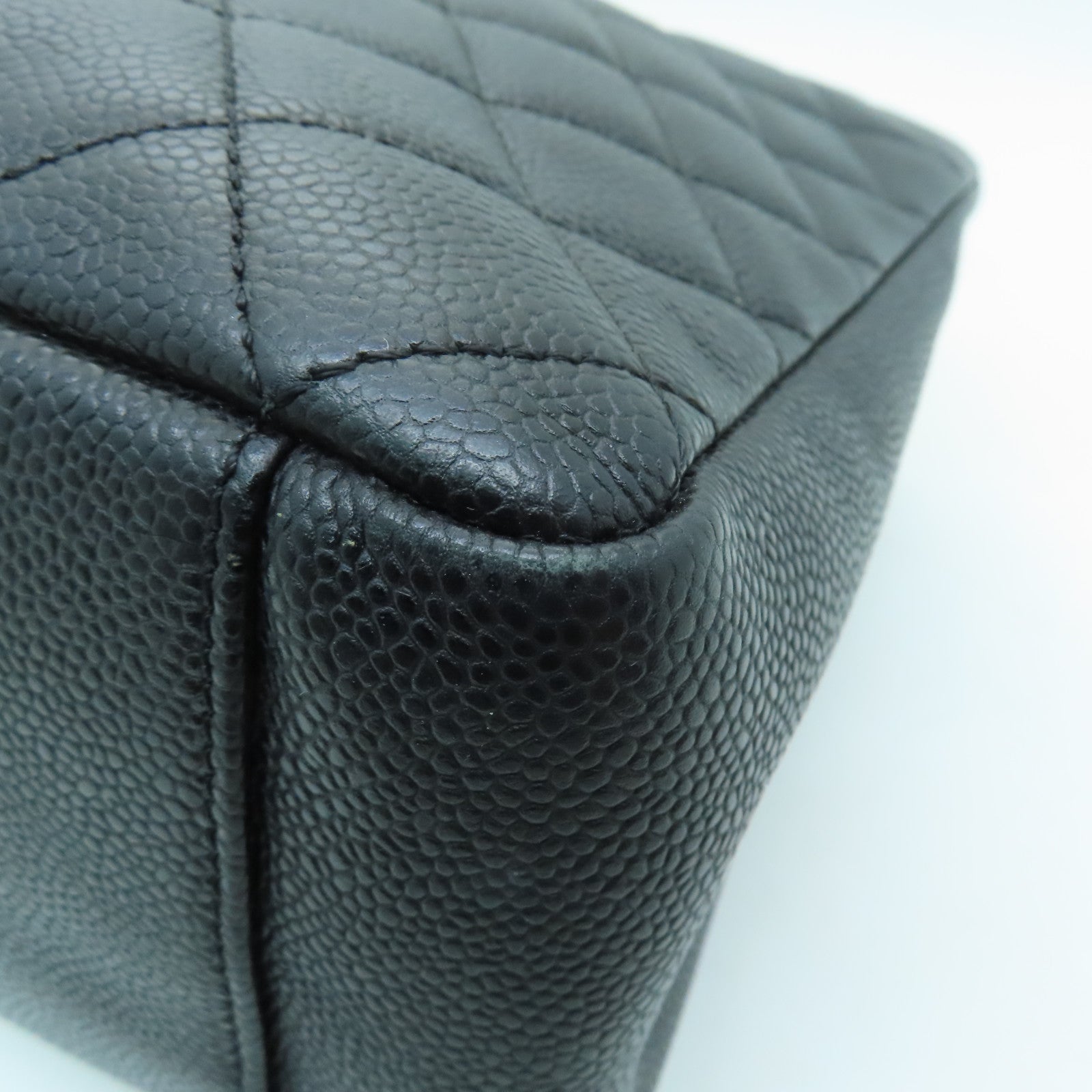 CHANEL 【激減優惠】菱格Caviar皮革GST Grand Shopping Tote Bag金扣肩背袋黑色