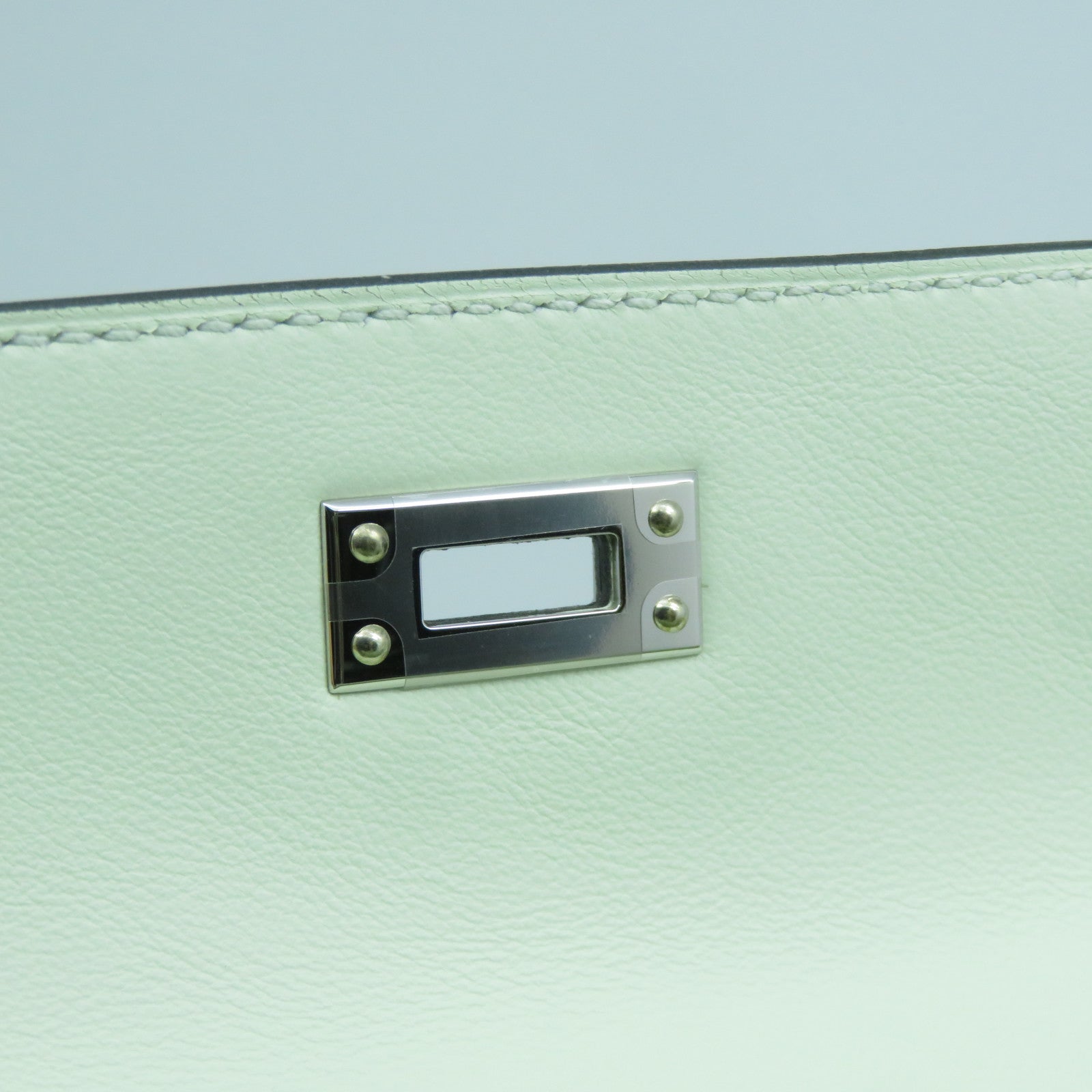 HERMES Swift皮革Kelly 25銀扣手挽肩背兩用袋Vert Fizz氣泡綠色