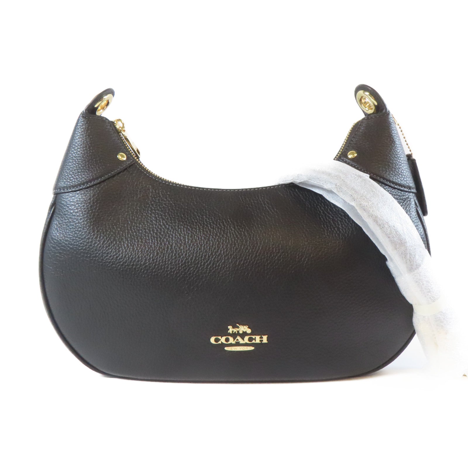 COACH 牛皮皮革Shoulder Bag金扣肩背袋黑色