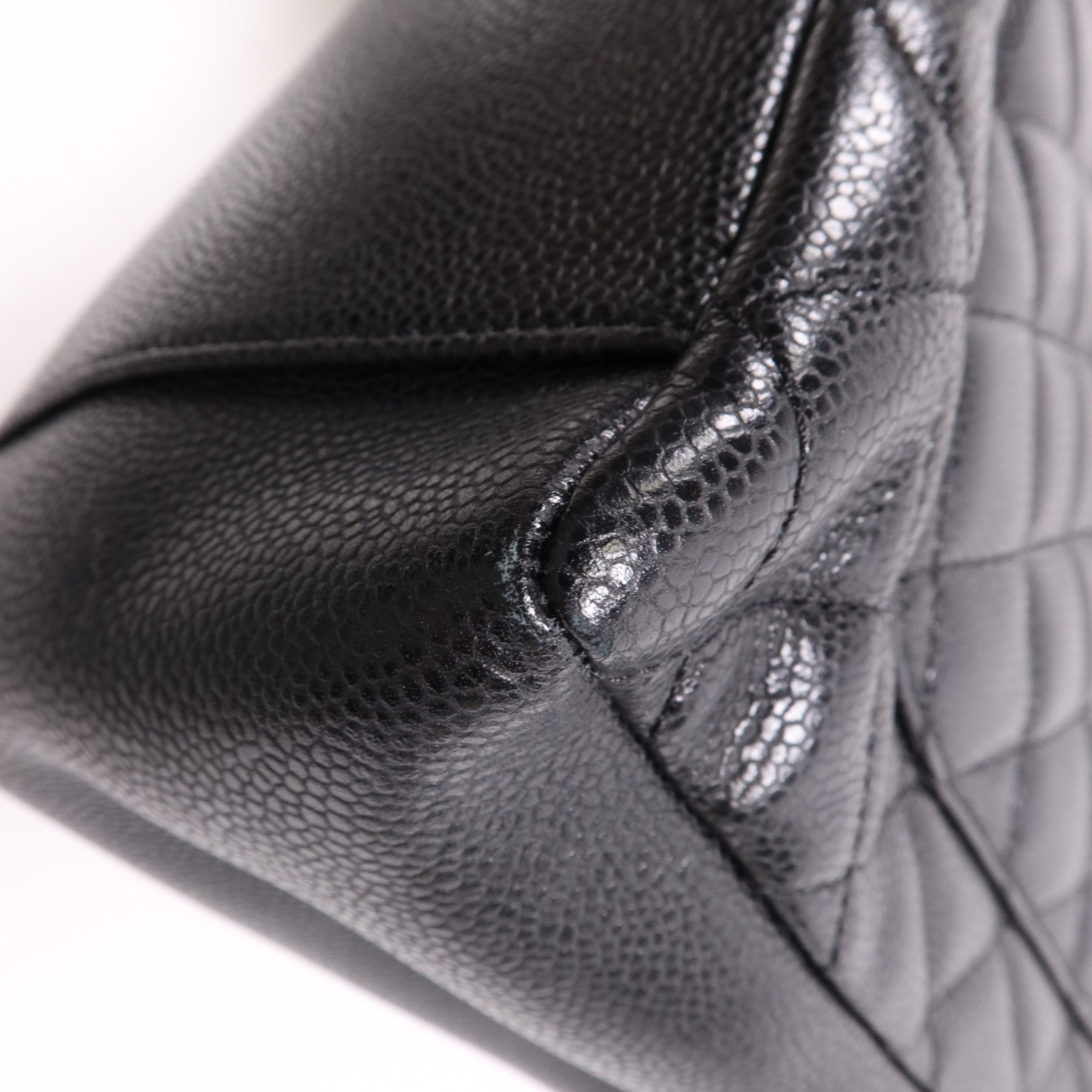 CHANEL 牛皮皮革GST Grand Shopping Tote Bag銀扣鏈帶肩背袋