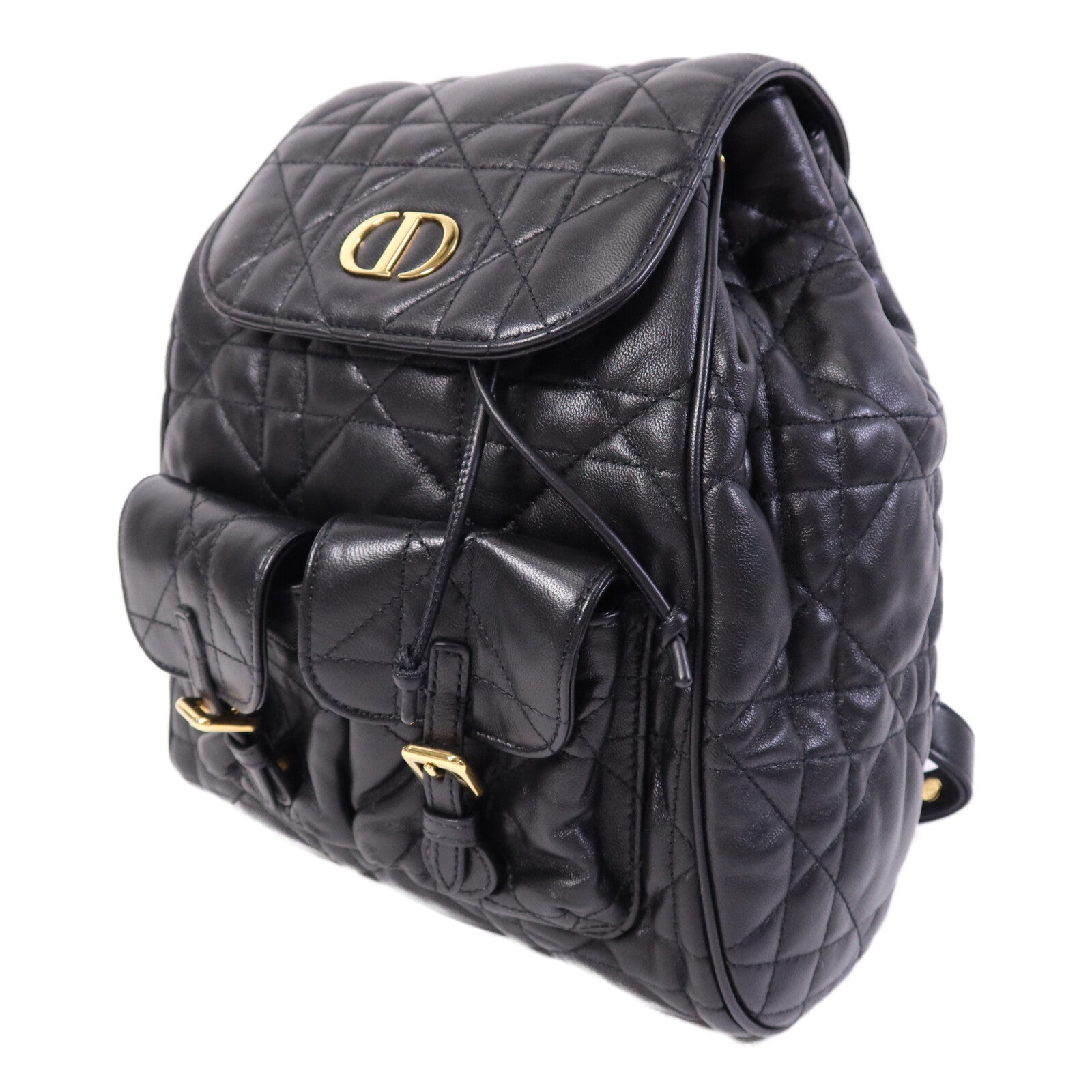 Dior 【激減優惠】羊皮皮革Caro Backpack Medium金扣背包