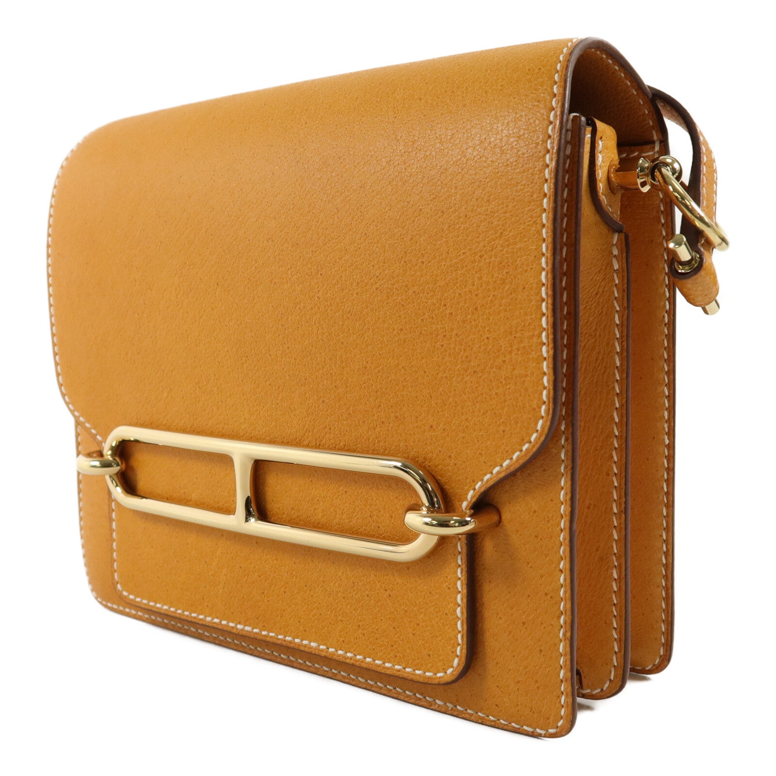 HERMES Peau De Porc皮革Roulis Mini肩背袋Toffee