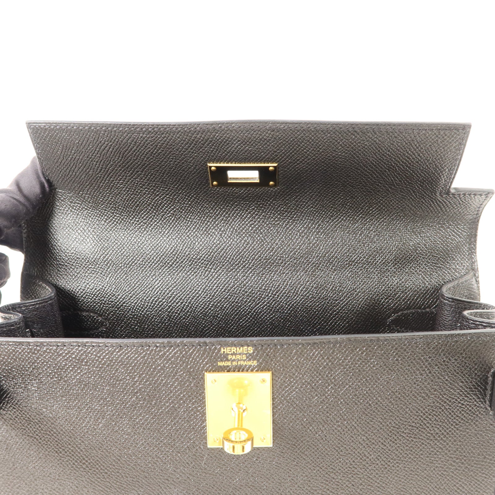 HERMES Epsom皮革Kelly 28手挽肩背兩用袋Noir