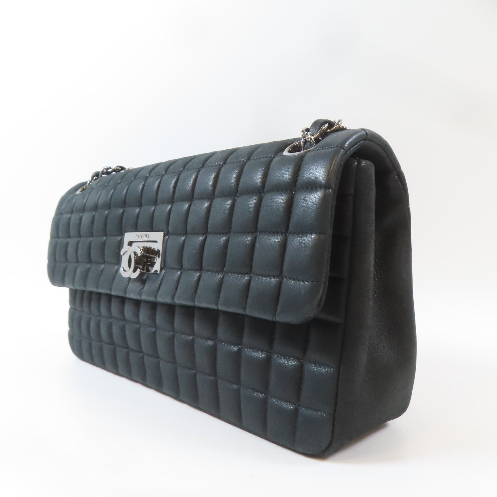 CHANEL 【激減優惠】皮革Chain Shoulder Bag銀扣鏈帶肩背袋黑色