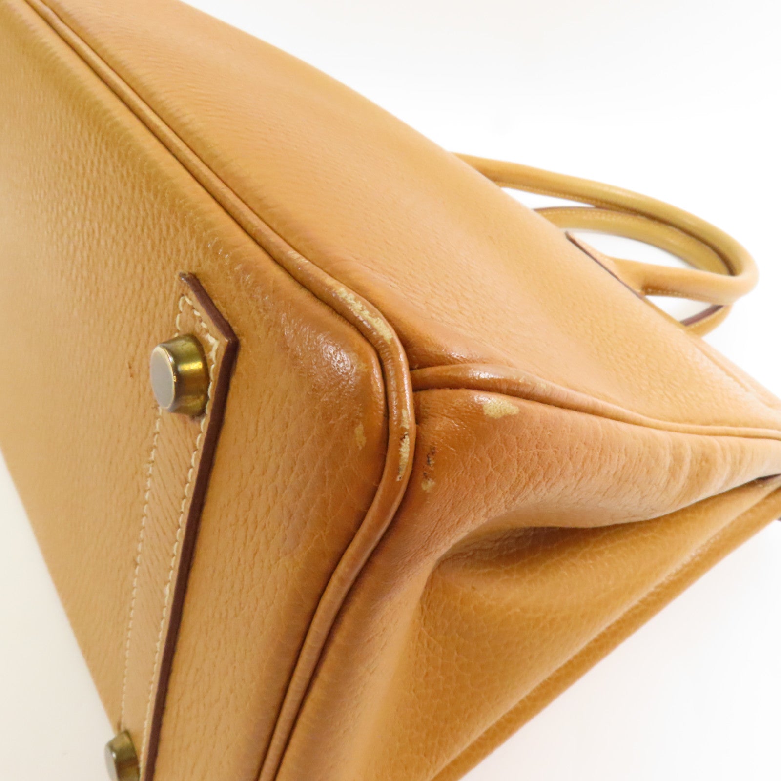 HERMES Ardennes皮革Birkin 30金扣手挽袋Natural