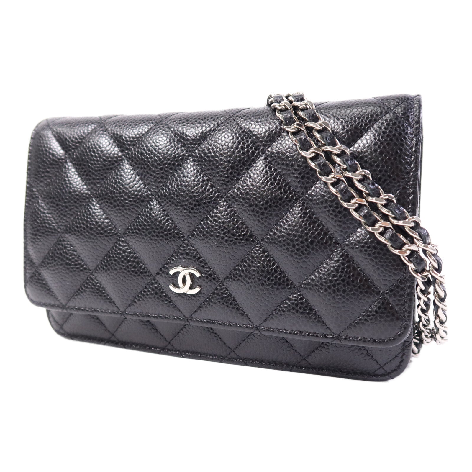 CHANEL 牛皮皮革WOC Wallet On Chain銀扣鏈帶肩背袋