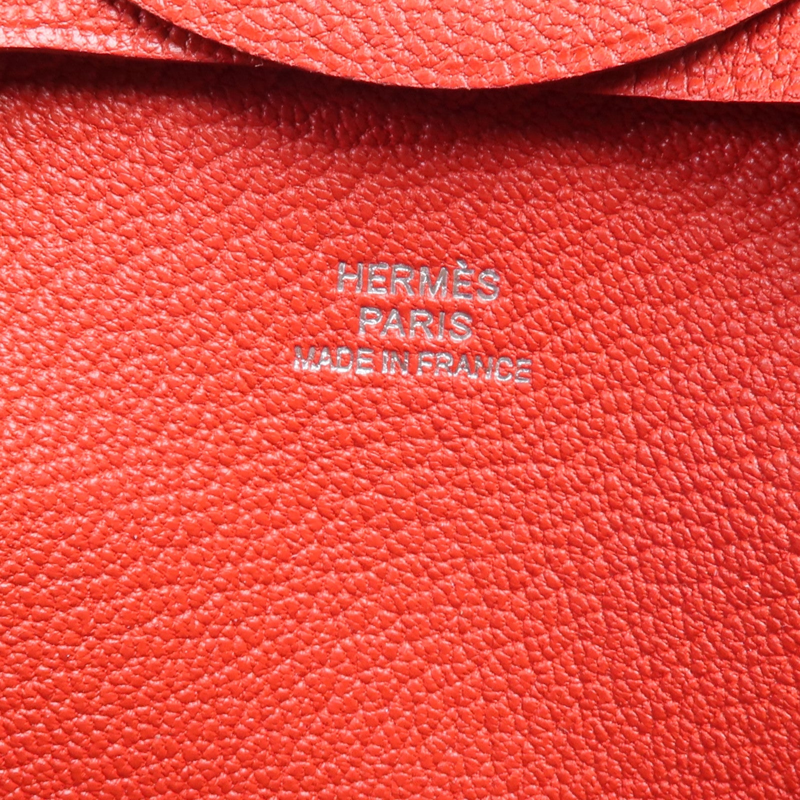 HERMES Chevre皮革Bastia零錢包Rose Texas