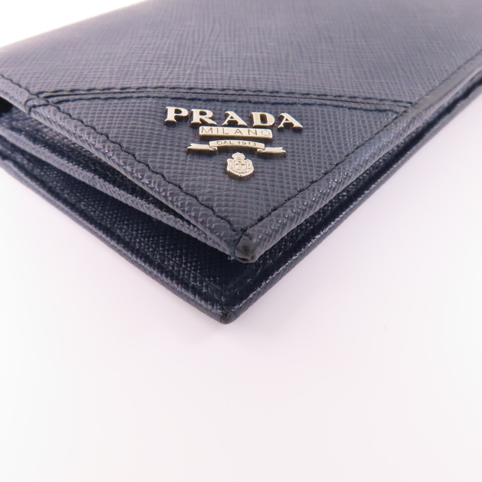 PRADA SHW Long Bifold Wallet 2MU836 Saffiano Leather Navy Blue