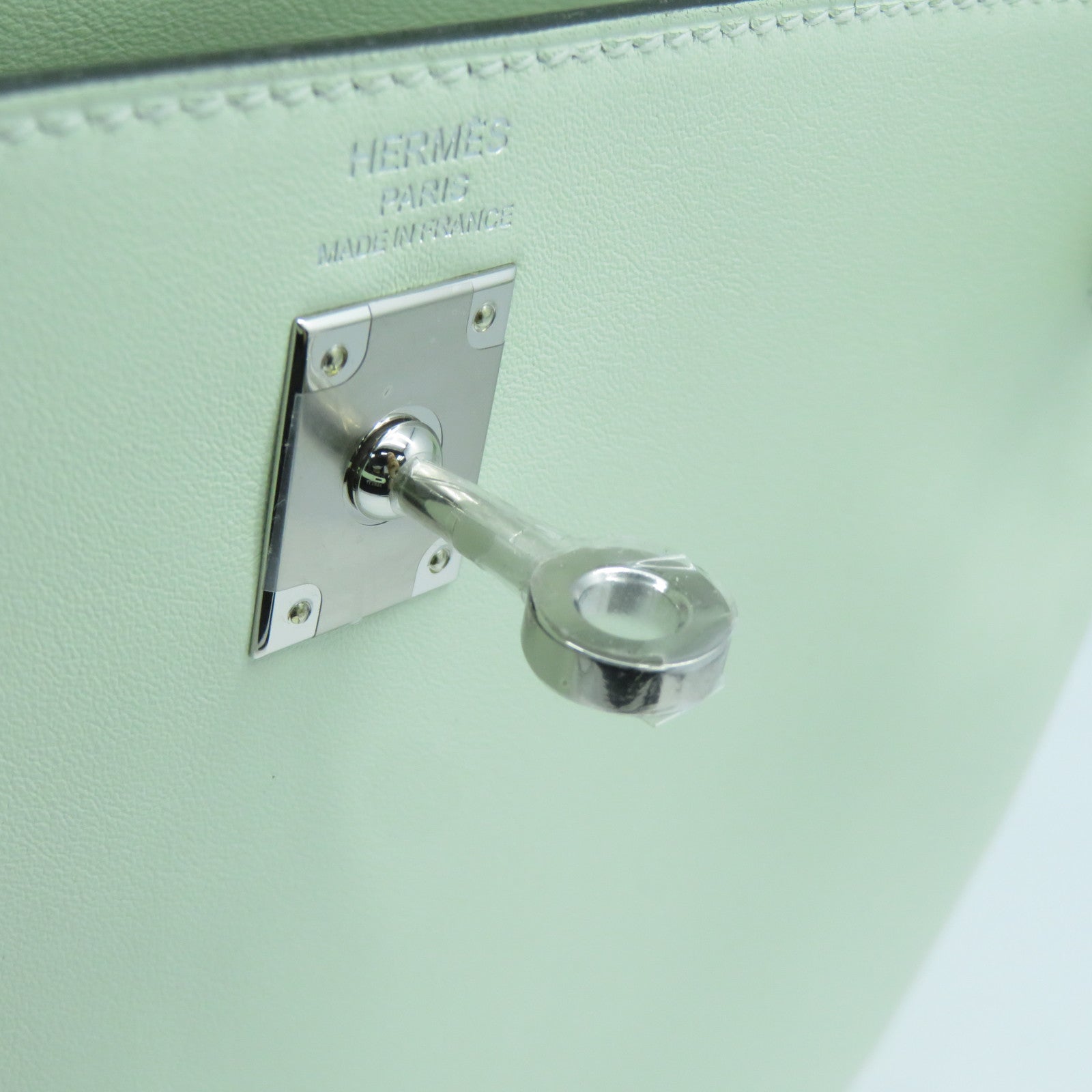 HERMES Swift皮革Kelly 25銀扣手挽肩背兩用袋Vert Fizz氣泡綠色
