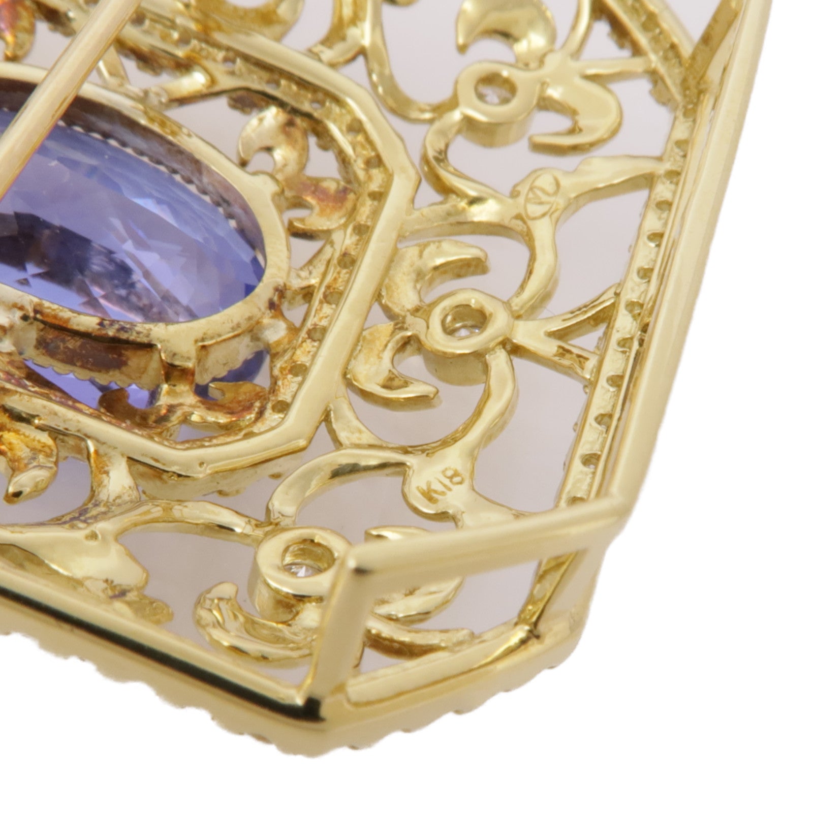 JEWELRY 18K黃金Tanzanite Diamond Brooch坦桑石/鑽石胸針