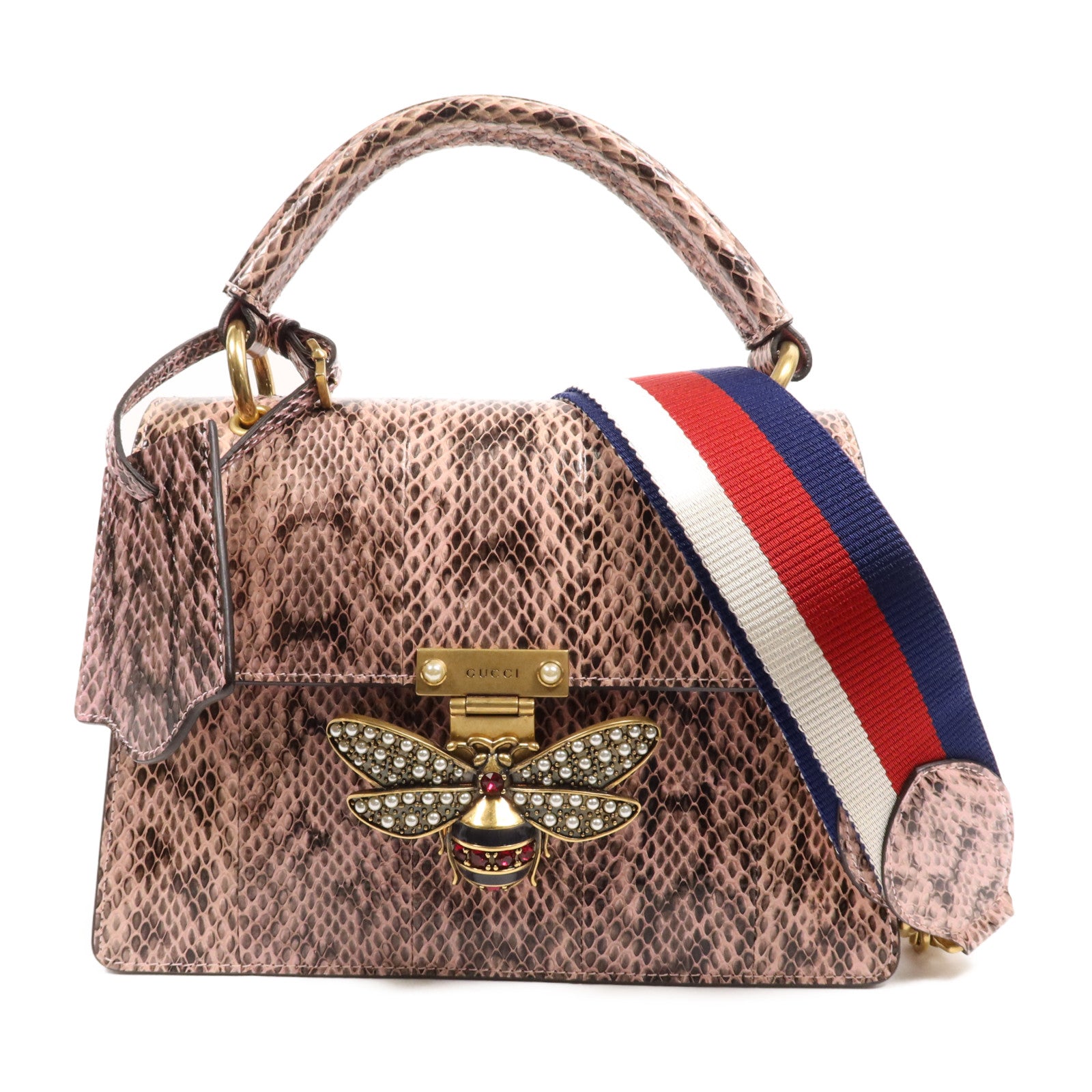 GUCCI 【激減優惠】蛇皮皮革Queen Margaret金扣肩背袋