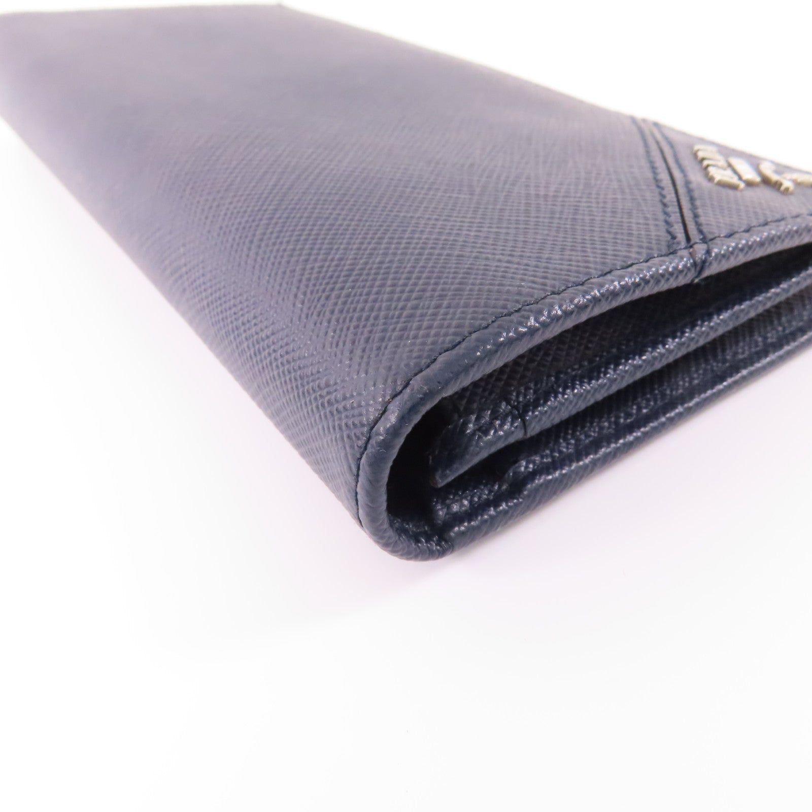 PRADA SHW Long Bifold Wallet 2MU836 Saffiano Leather Navy Blue