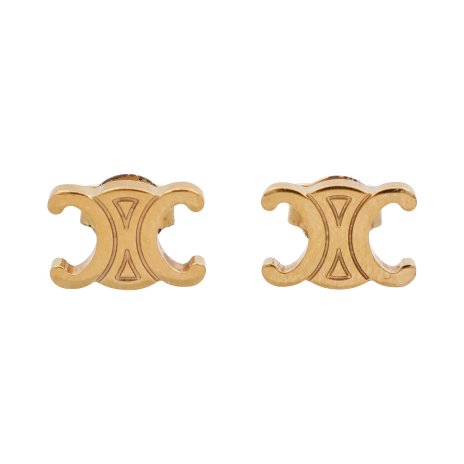CELINE 黄銅Triomphe Studs Earrings耳環