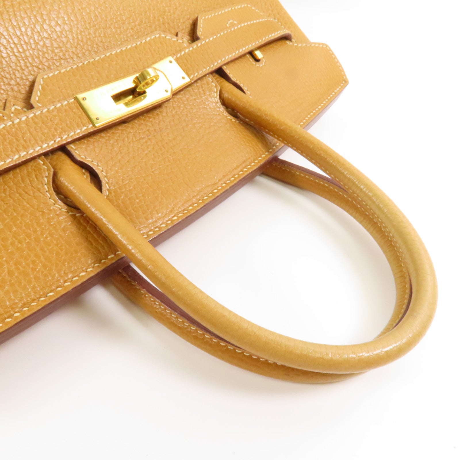HERMES Ardennes皮革Birkin 30金扣手挽袋Natural