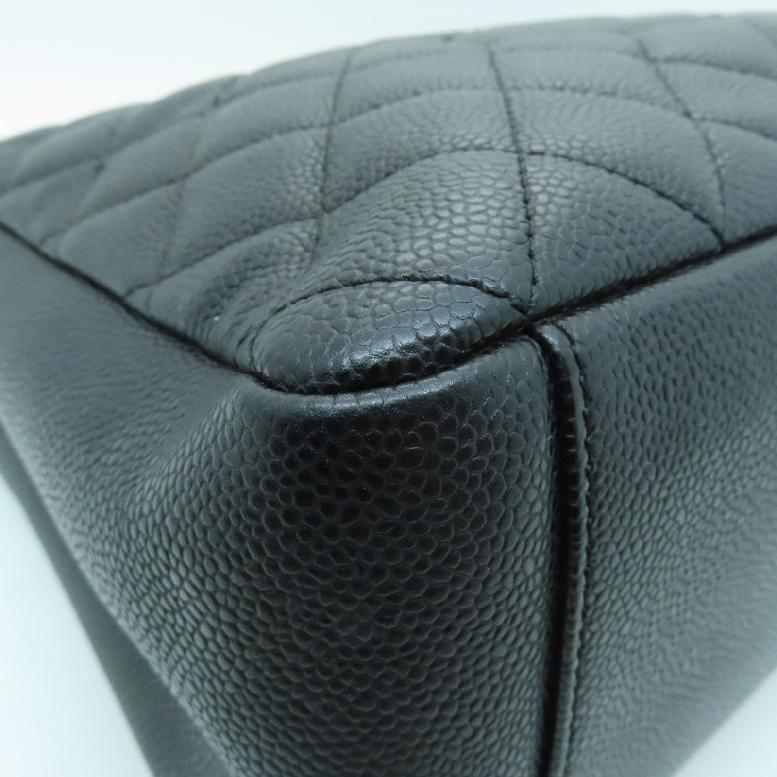 CHANEL 【激減優惠】菱格Caviar皮革GST Grand Shopping Tote Bag金扣肩背袋黑色