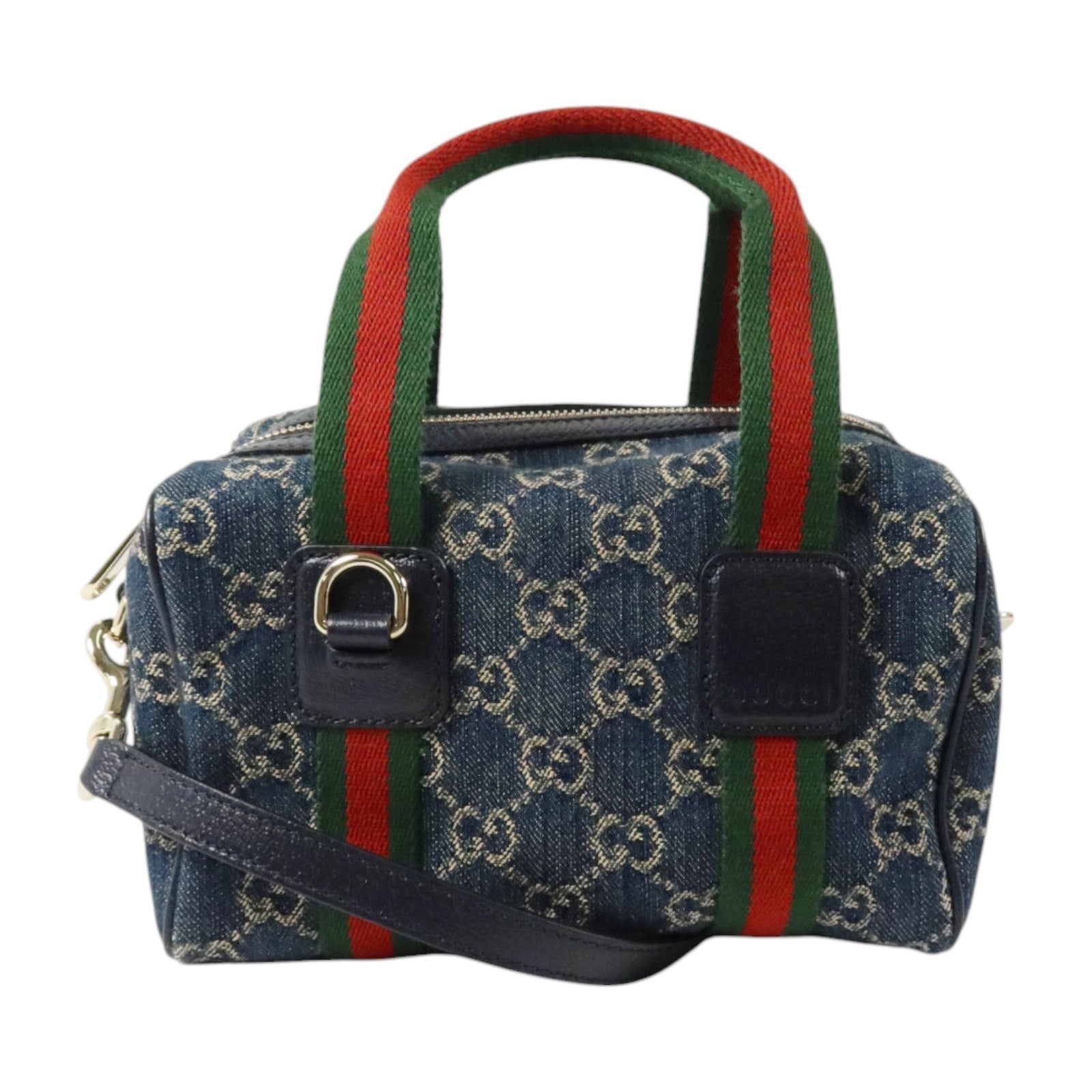 GUCCI 牛仔布Ophidia Boston銀扣手挽肩背兩用袋