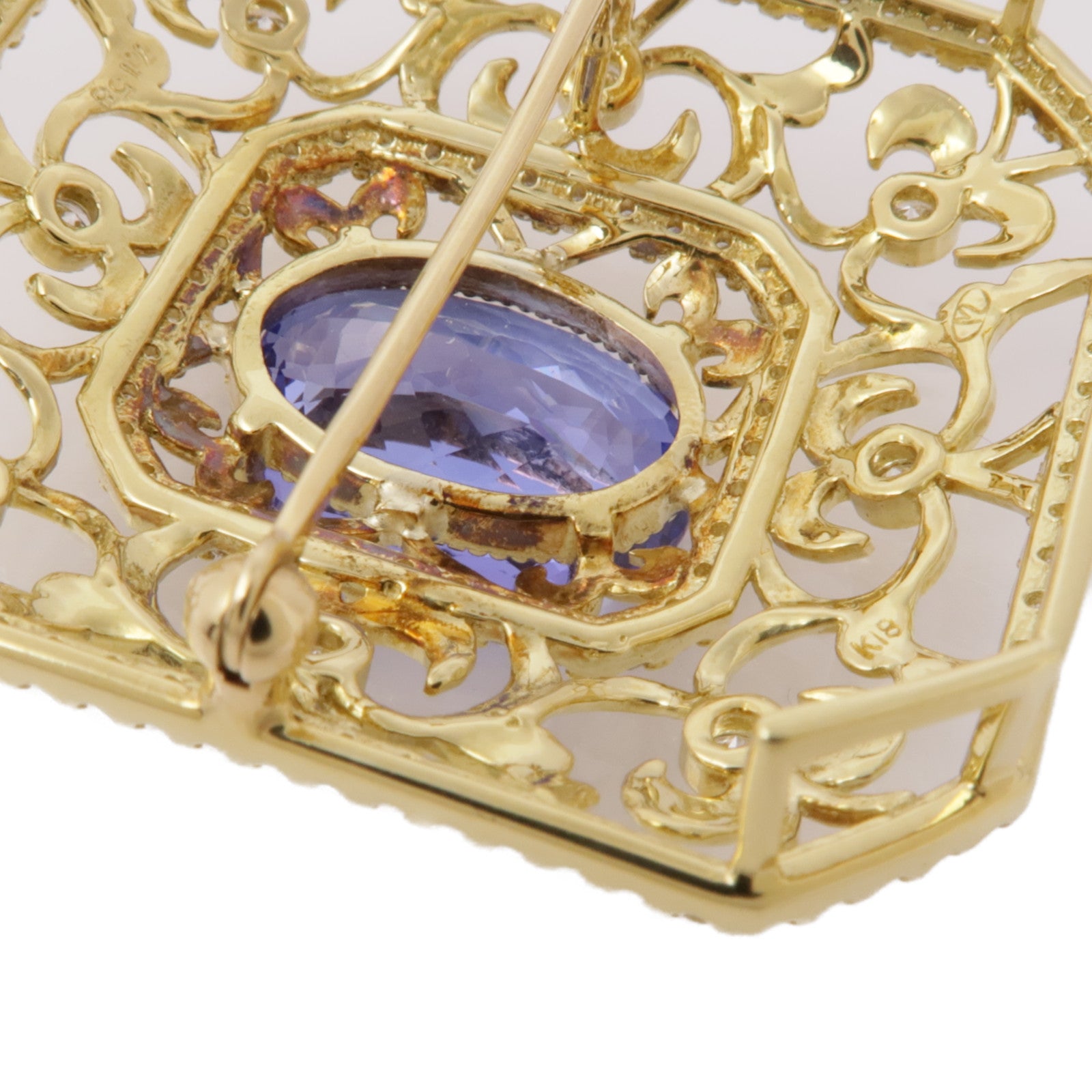 JEWELRY 18K黃金Tanzanite Diamond Brooch坦桑石/鑽石胸針