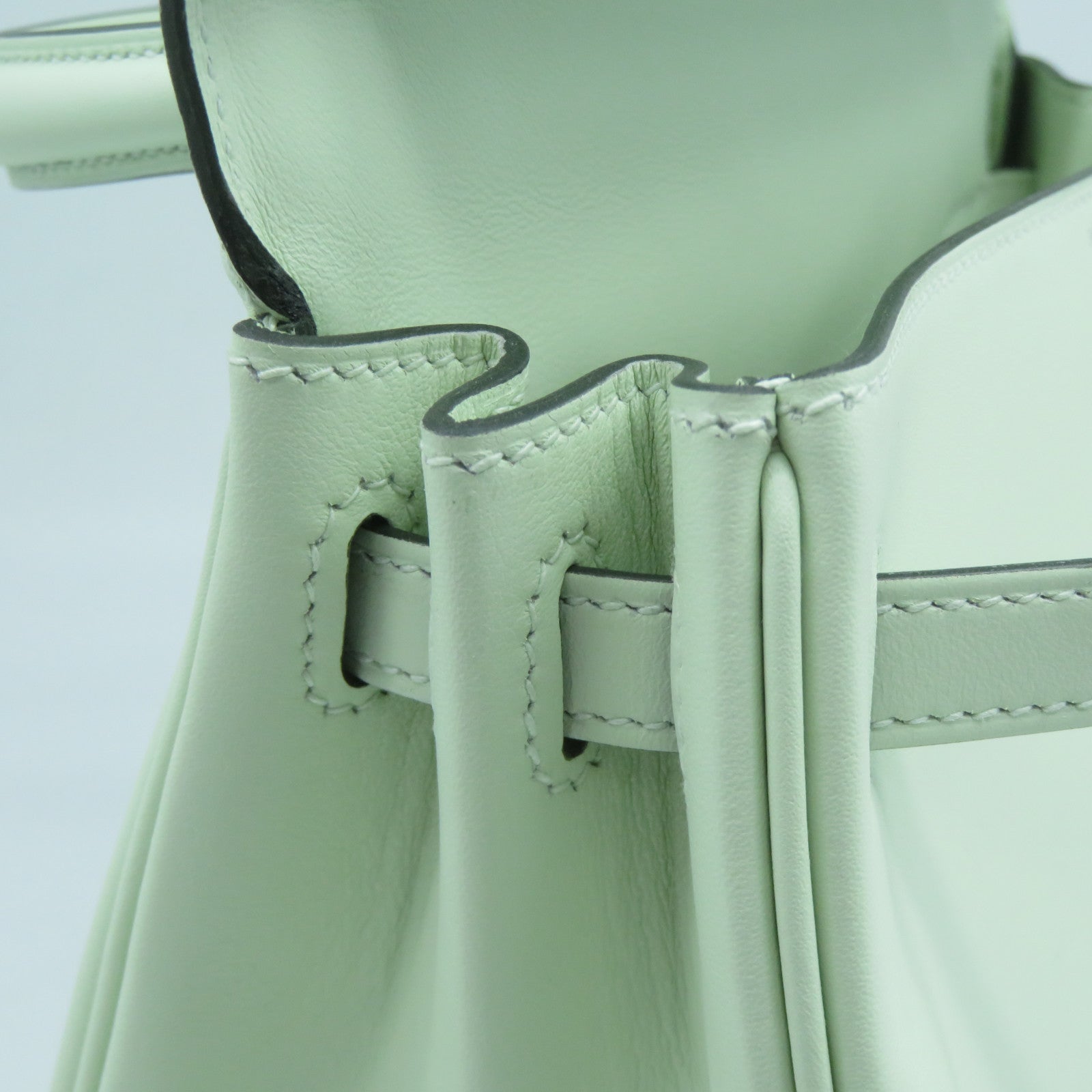HERMES Swift皮革Kelly 25銀扣手挽肩背兩用袋Vert Fizz氣泡綠色