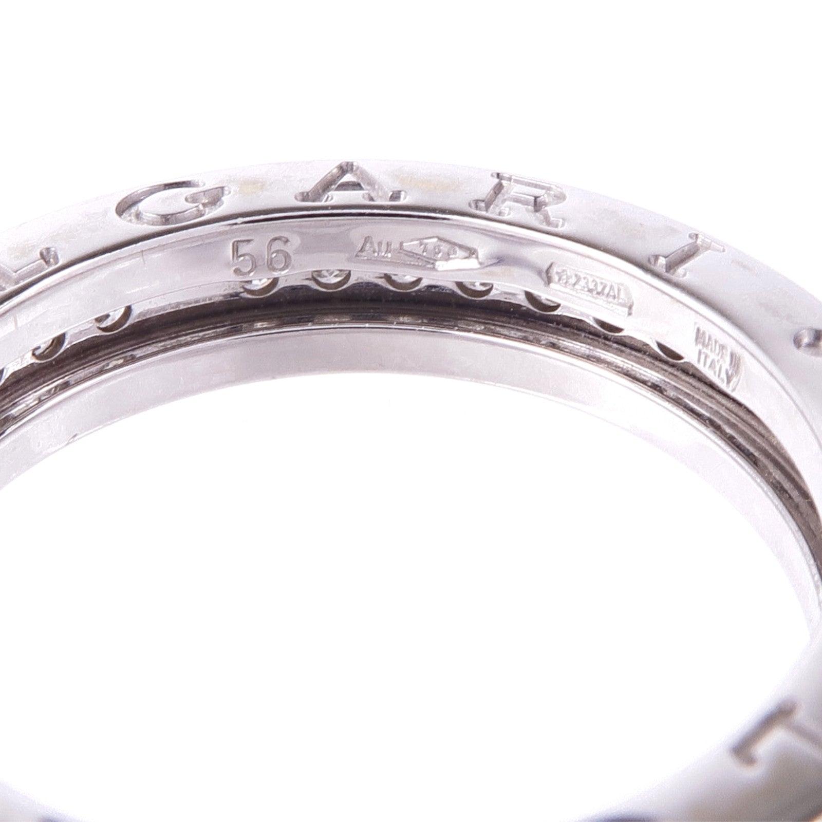 BVLGARI 18K白金B-zero1 Diamond鑽石戒指US#7.5/BVLGARI#56