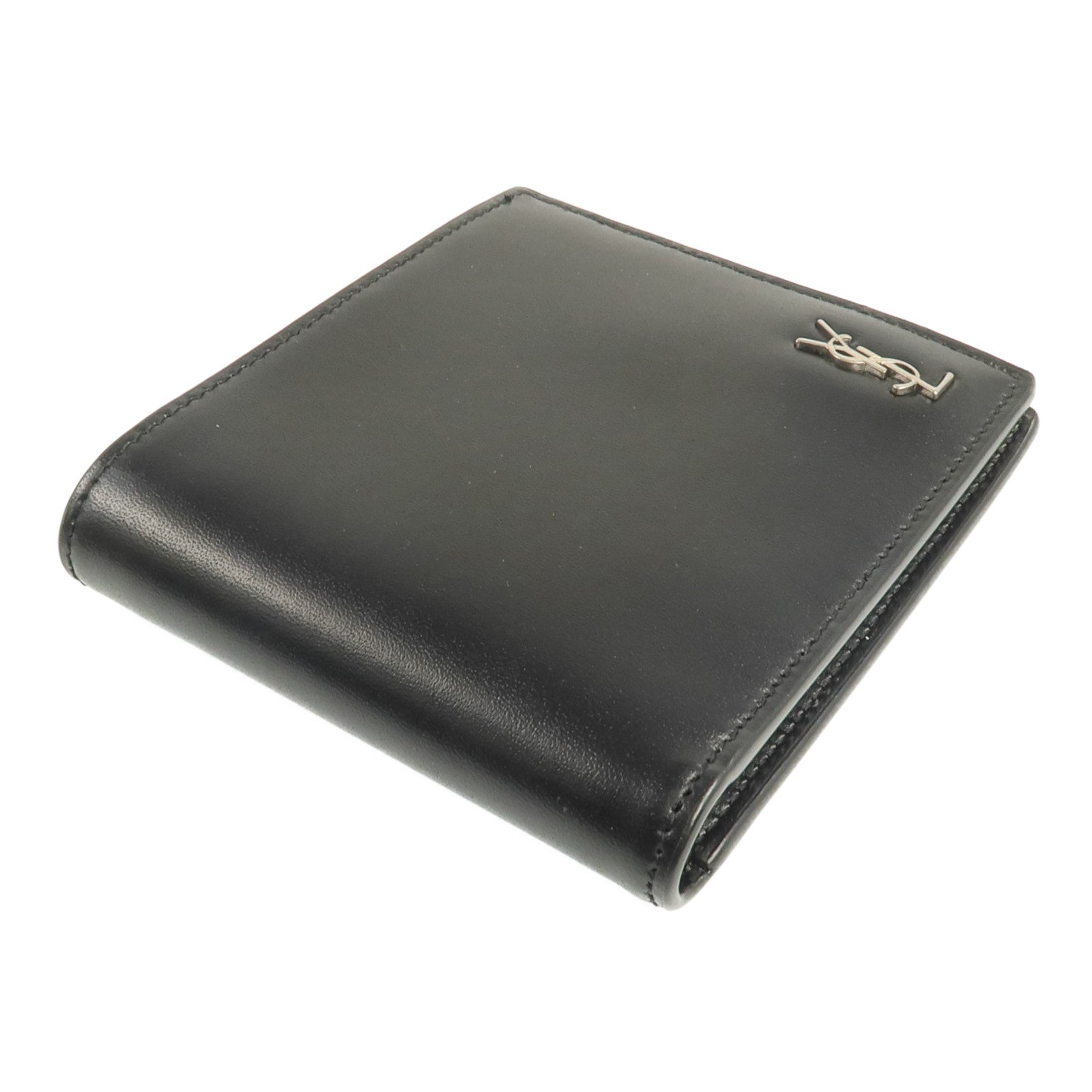 YVES SAINT LAURENT 牛皮皮革Wallet銀扣錢包