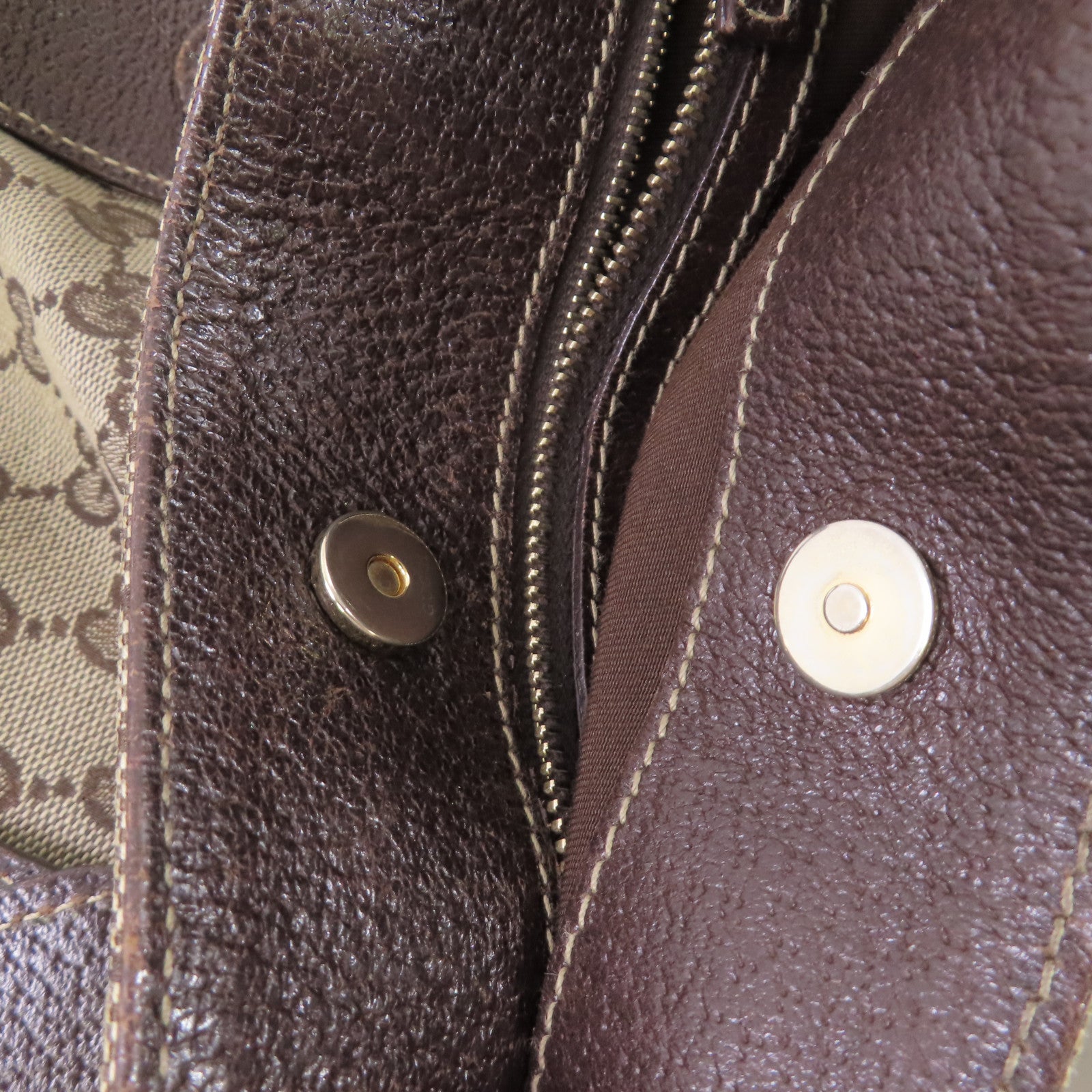 GUCCI 【激減優惠】GG帆布Tote Bag金扣手挽啡色