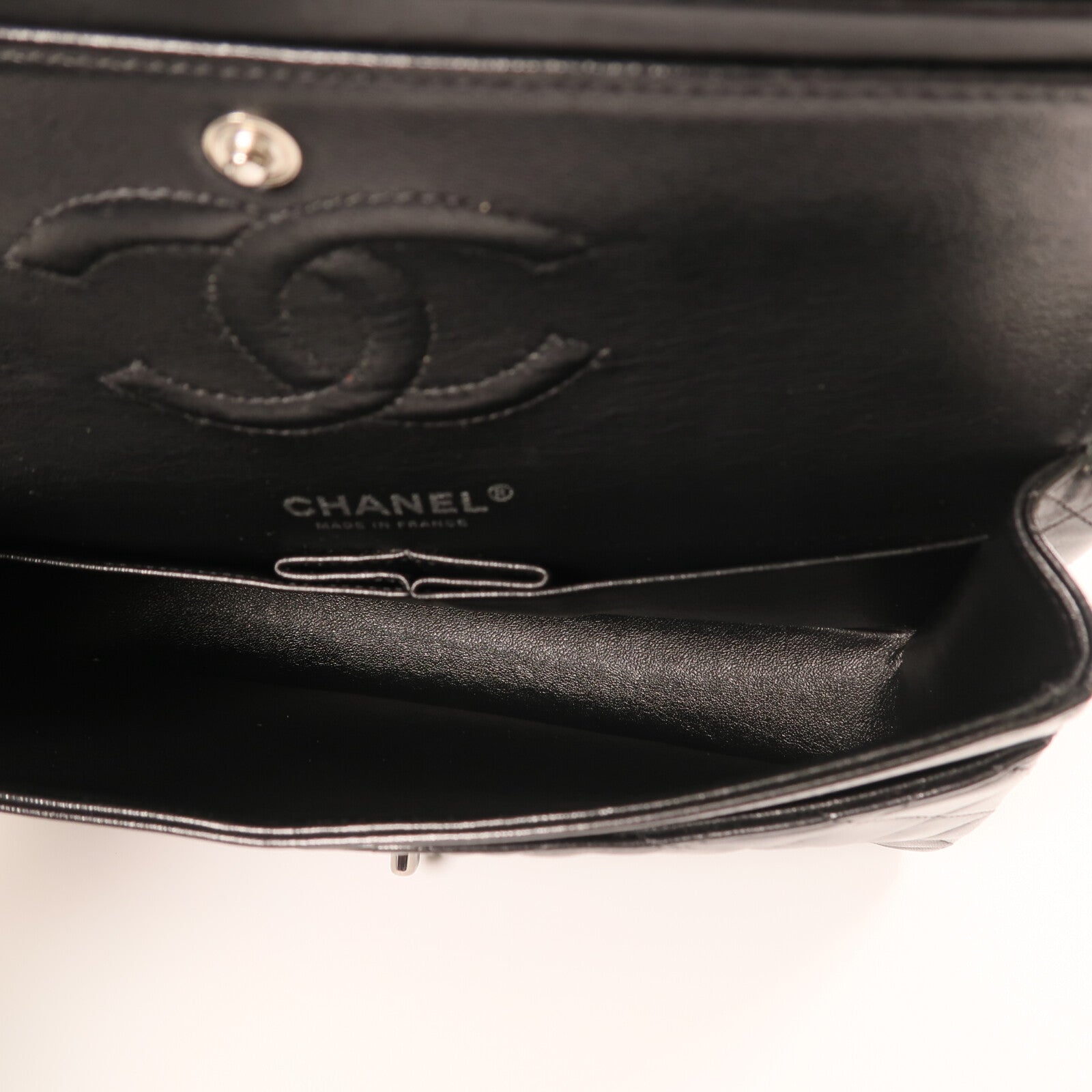 CHANEL 羊皮皮革Classic 25銀扣鏈帶肩背袋