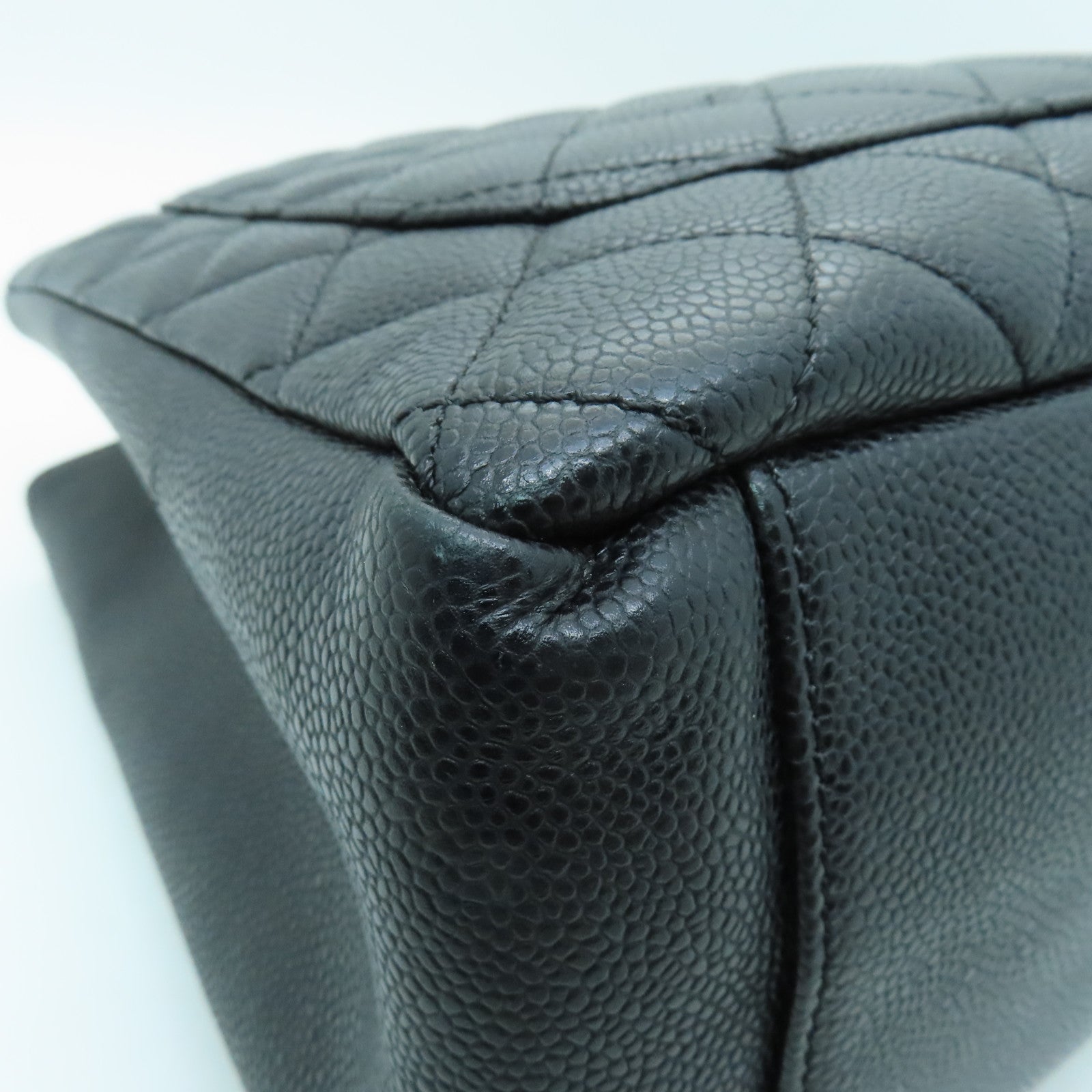 CHANEL 【激減優惠】菱格Caviar皮革GST Grand Shopping Tote Bag金扣肩背袋黑色