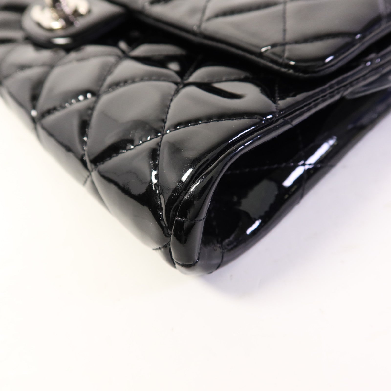 CHANEL 漆皮皮革Chain Shoulder Bag銀扣鏈帶肩背袋