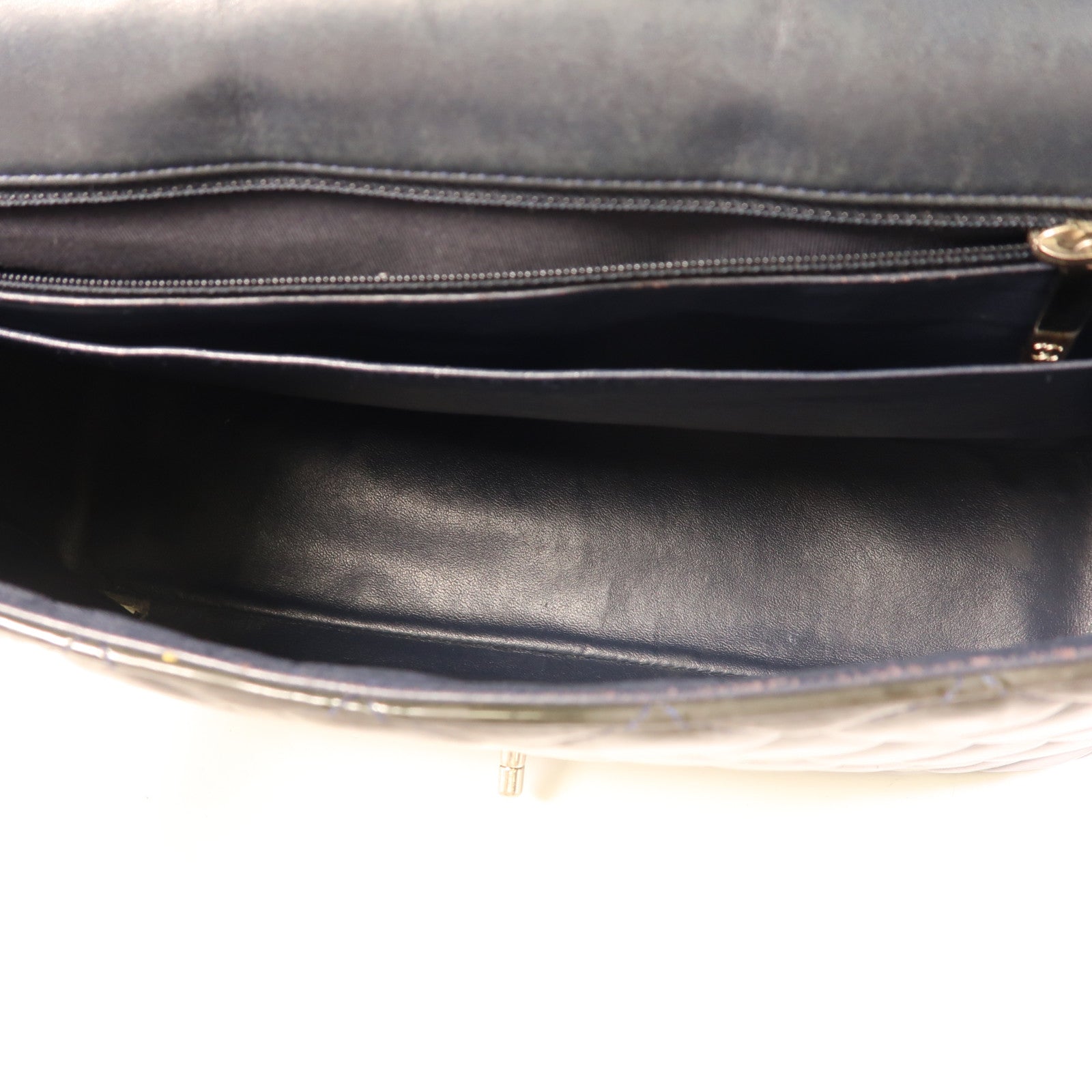 CHANEL CC SHW Maxi Classic Chain Shoulder Bag A5860 Patent Leather Dark Green