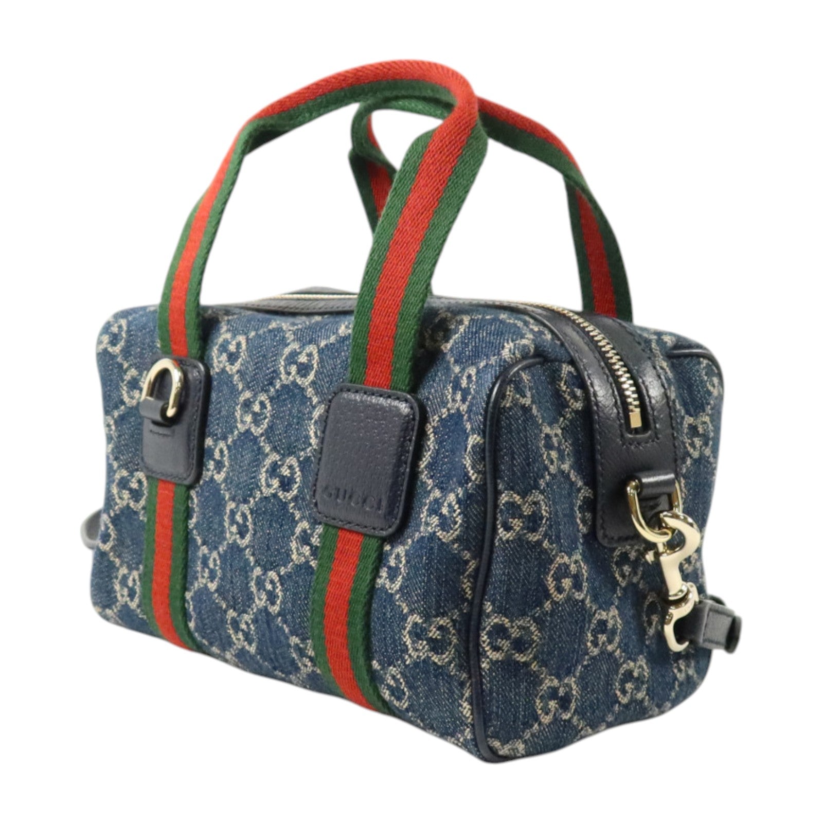 GUCCI 牛仔布Ophidia Boston銀扣手挽肩背兩用袋