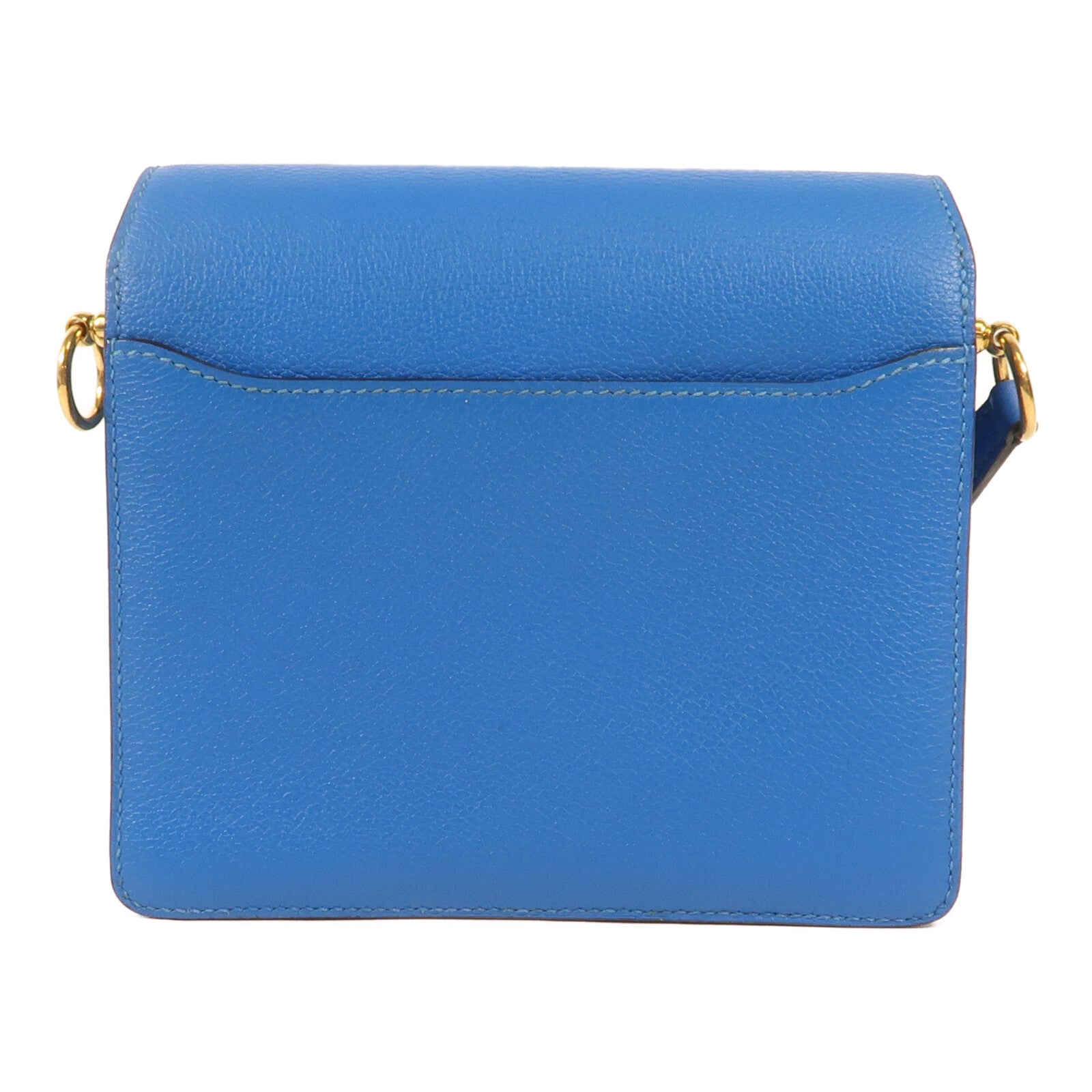 HERMES Evercolr皮革Mini Roulis金扣肩背袋Bleu Saphir