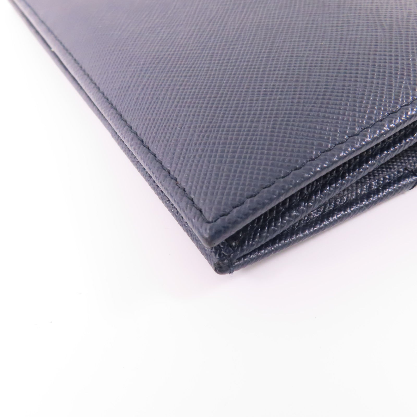 PRADA SHW Long Bifold Wallet 2MU836 Saffiano Leather Navy Blue