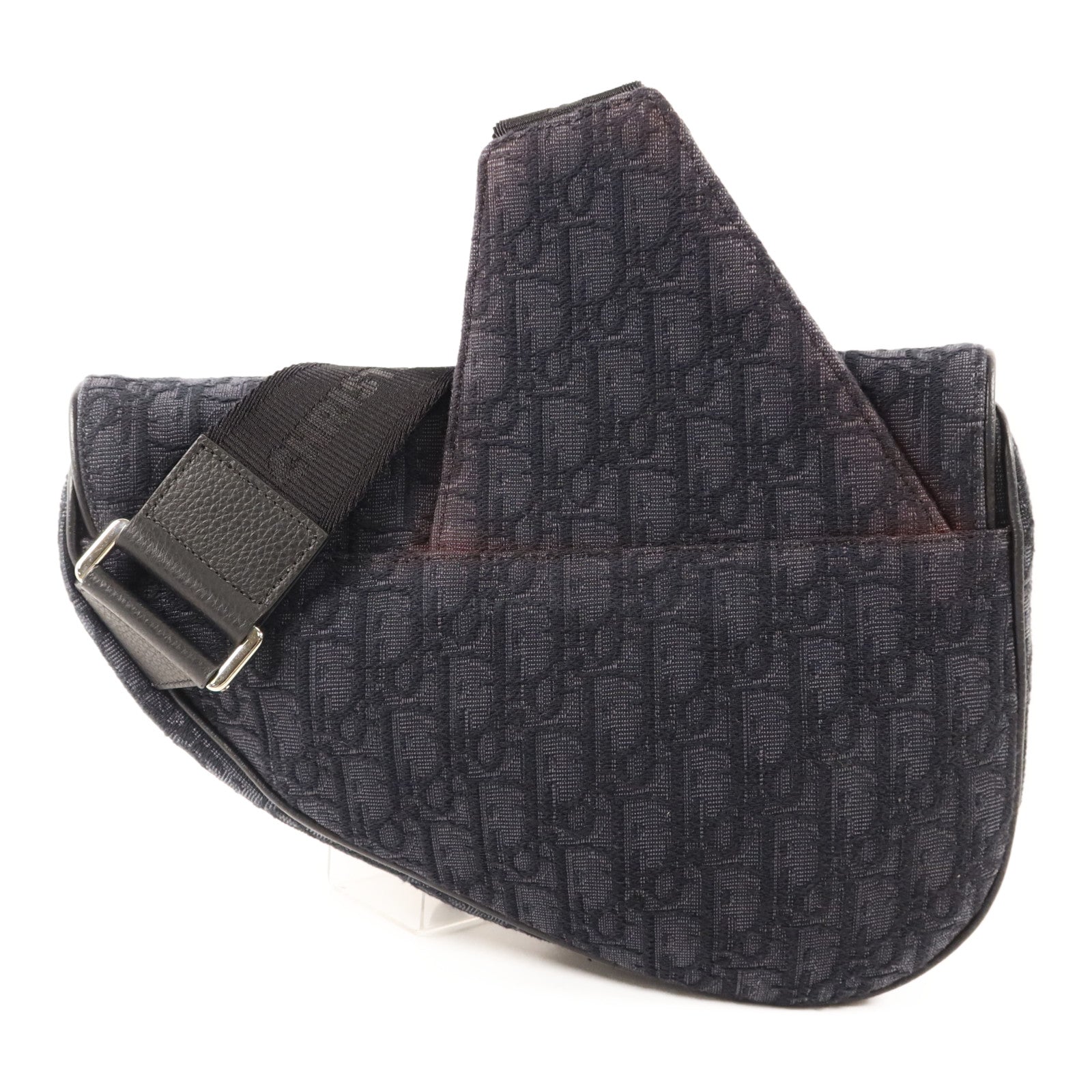 Dior 帆布Saddle Bag銀扣肩背袋