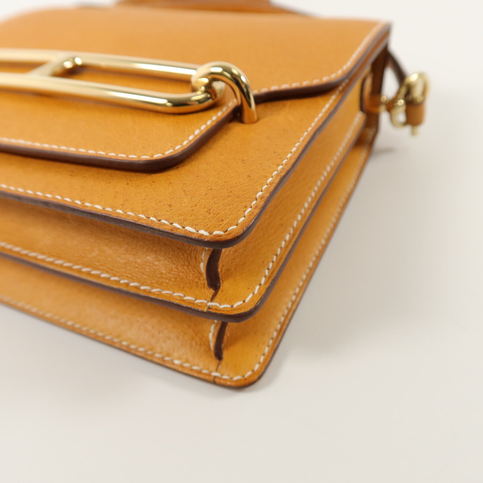 HERMES Peau De Porc皮革Roulis Mini肩背袋Toffee