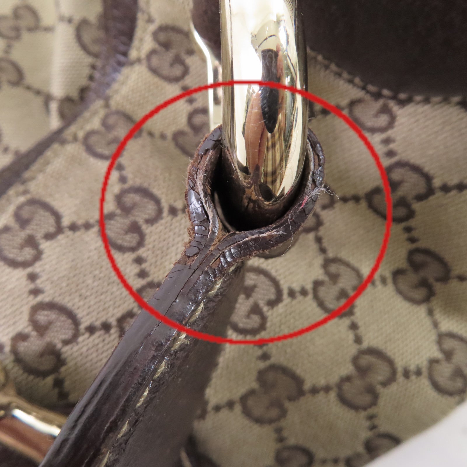 GUCCI 【激減優惠】GG帆布Tote Bag金扣手挽啡色