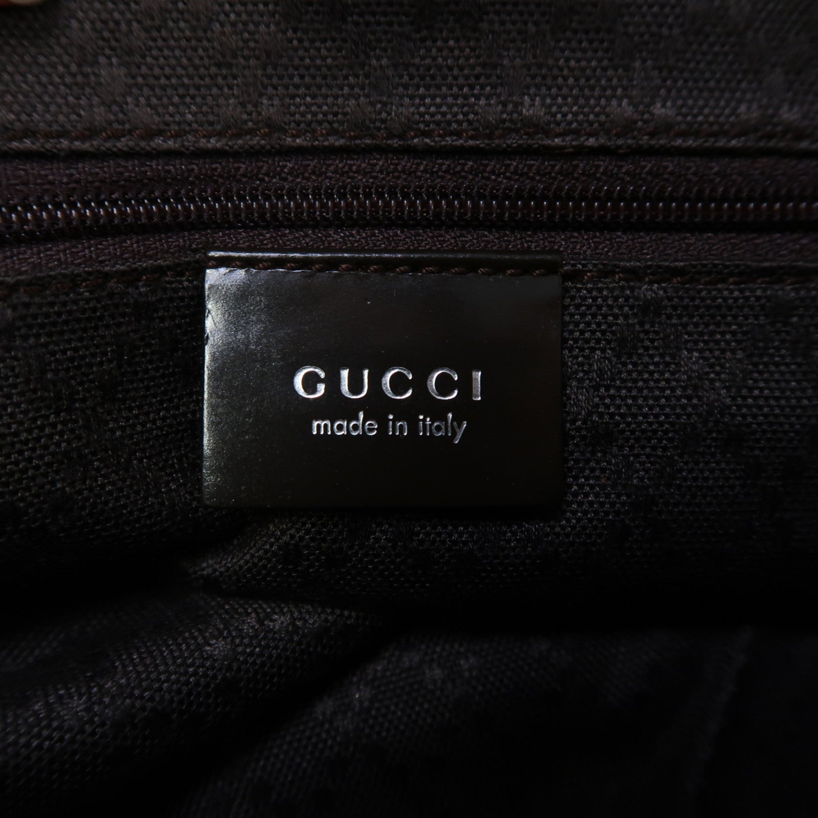 GUCCI 竹製/布Hand Bag銀扣手挽肩背兩用袋啡色