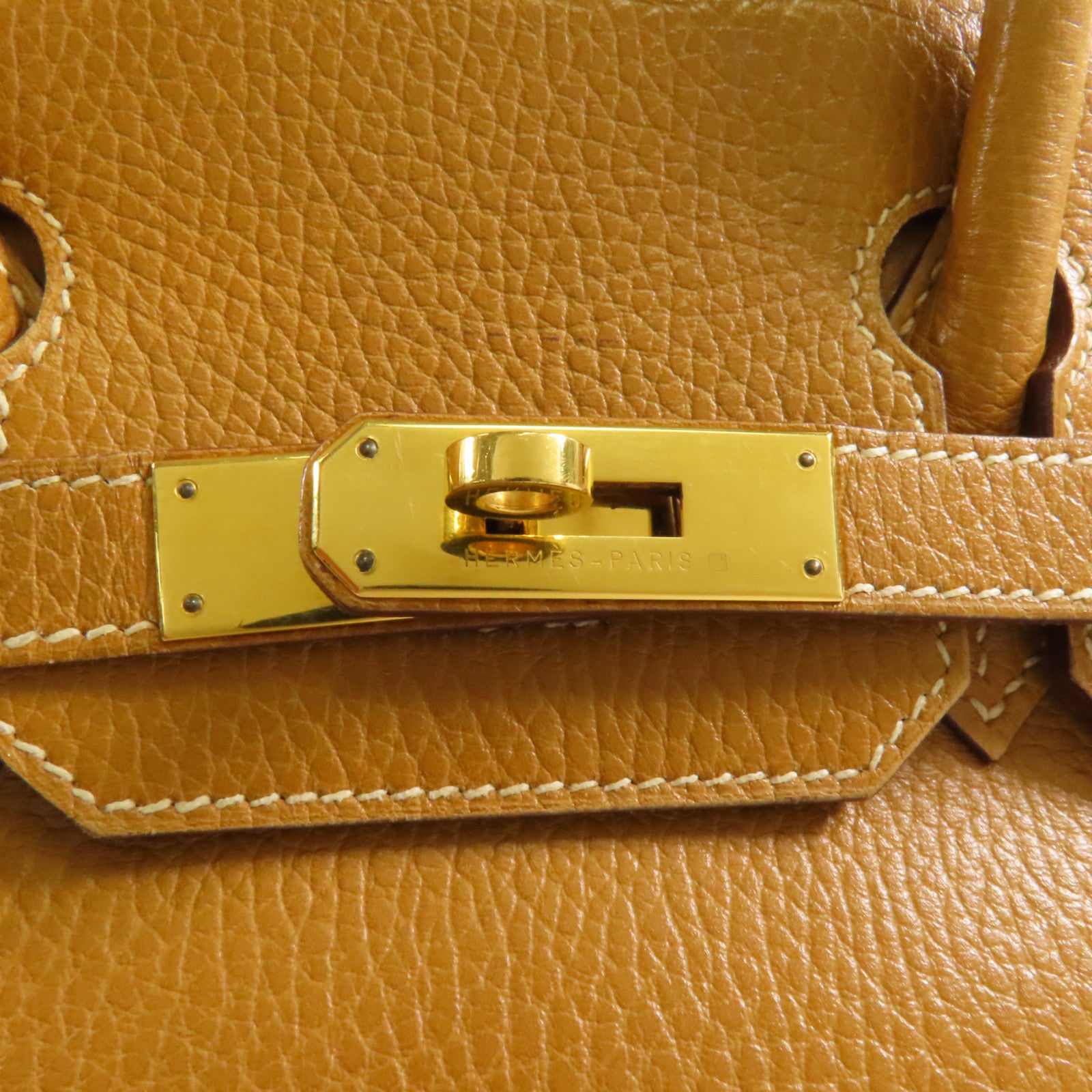 HERMES Ardennes皮革Birkin 30金扣手挽袋Natural